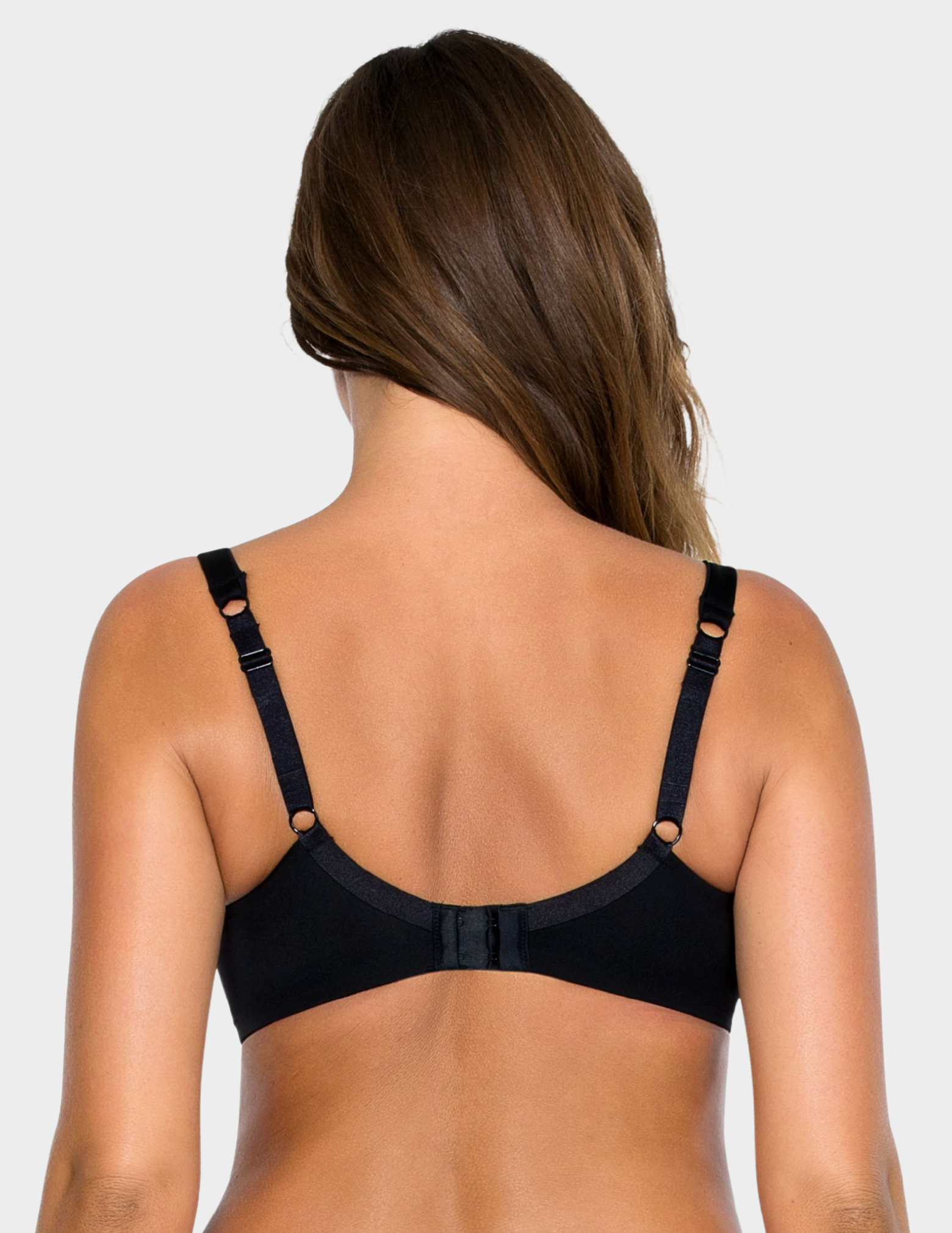 Back view of a model wearing Parfait Jeanie t shirt bra in black