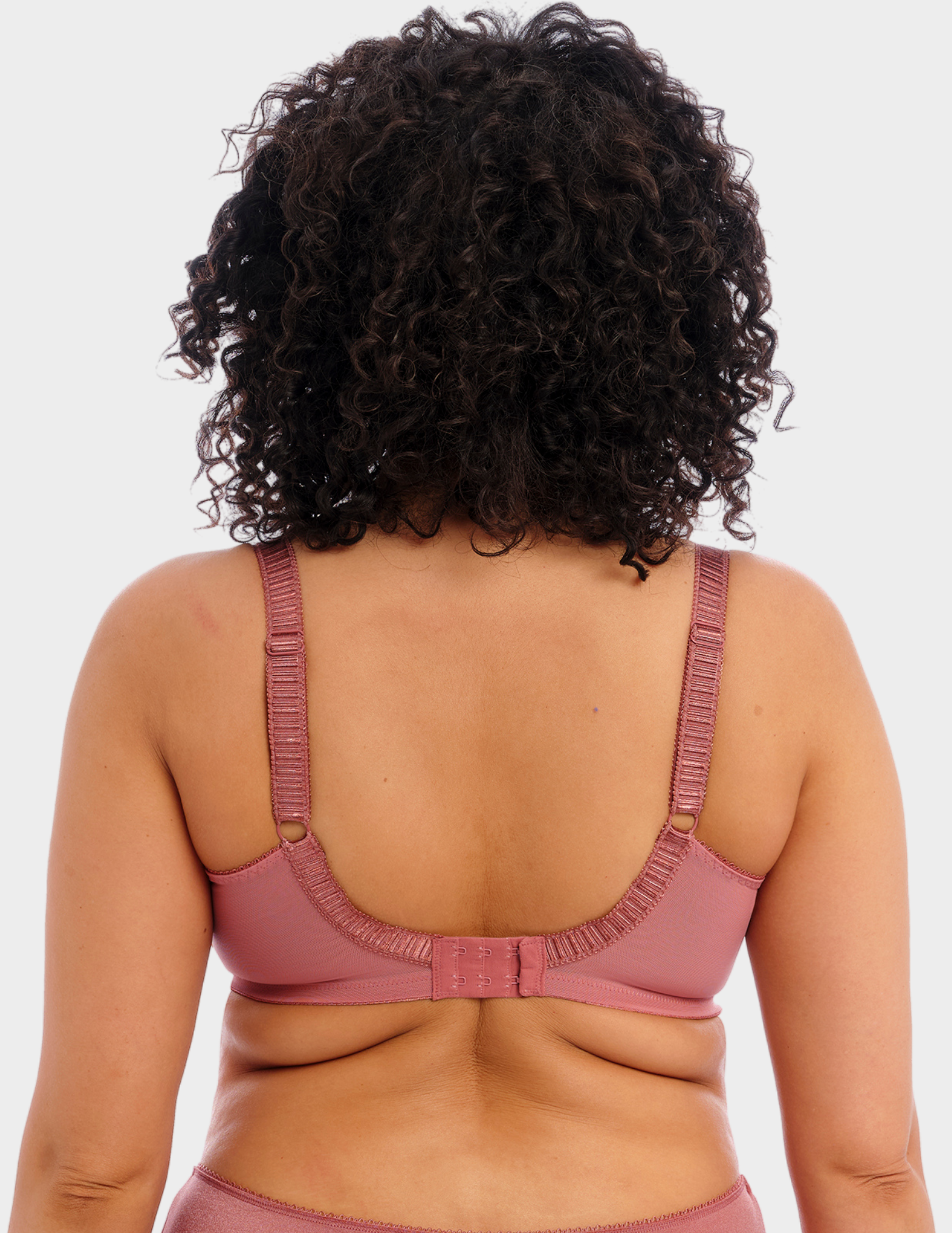 Back view of a model wearing Elomi Cate bra in rosewood