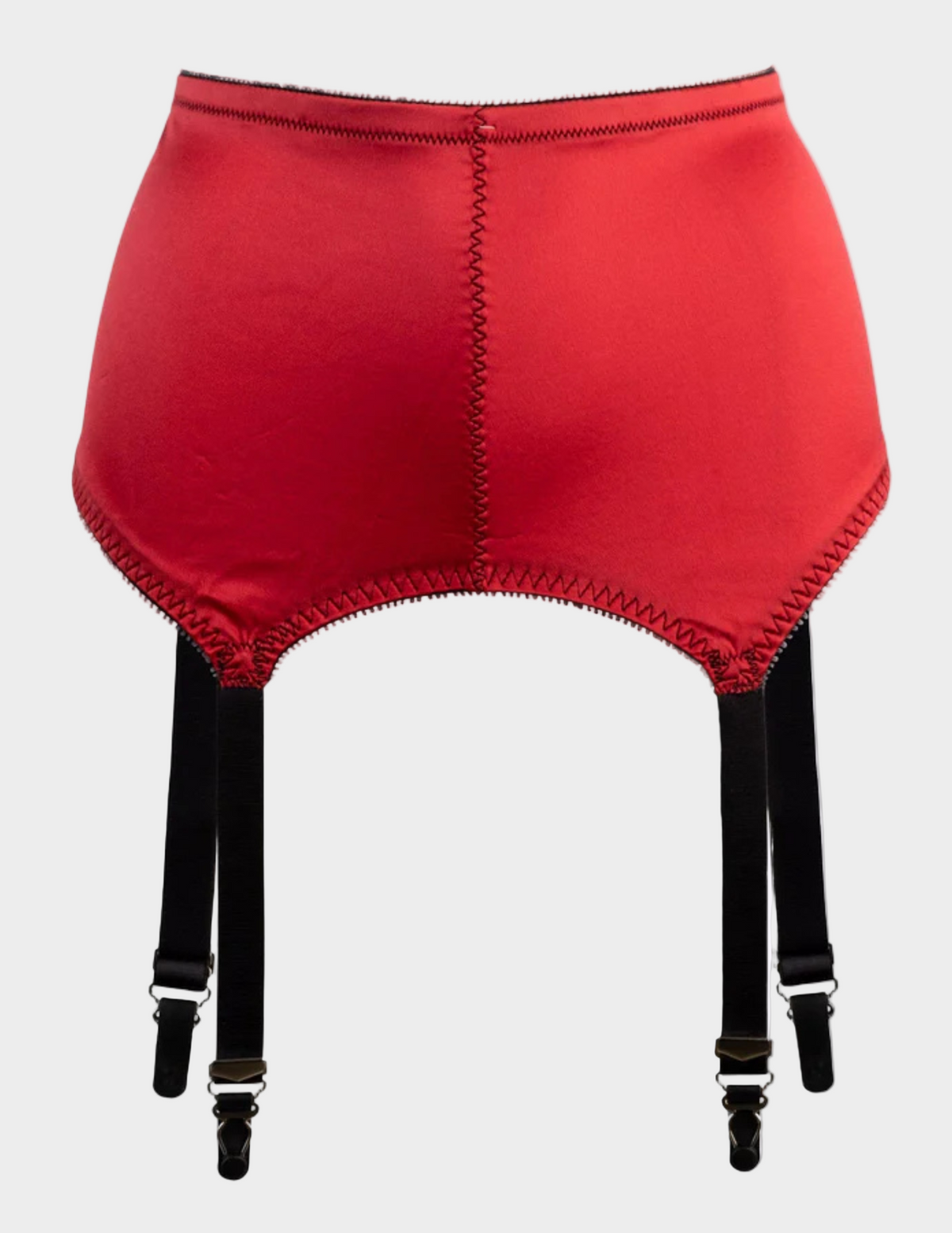 Front view of Rago 3184 red six strap garter belt on a white background