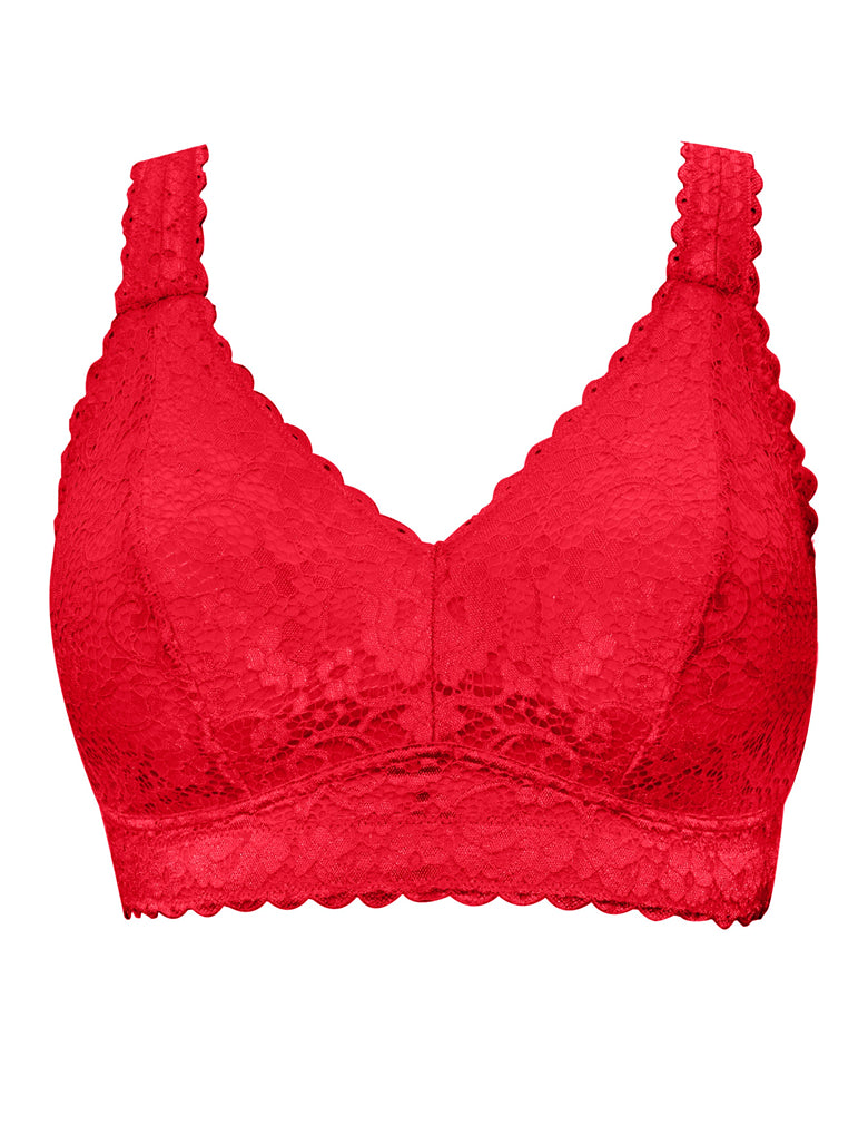 Parfait Adriana P5482 Racing Red Wire-free Lace Bralette cutout front