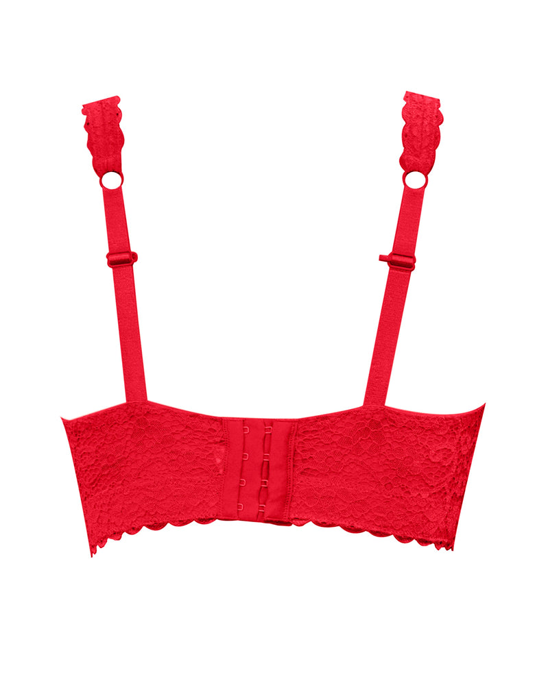 Parfait Adriana P5482 Racing Red Wire-free Lace Bralette cutout back