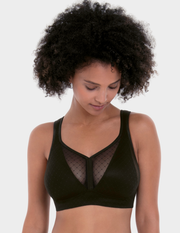 Front view of a model wearing Anita Eve bralette in color Black