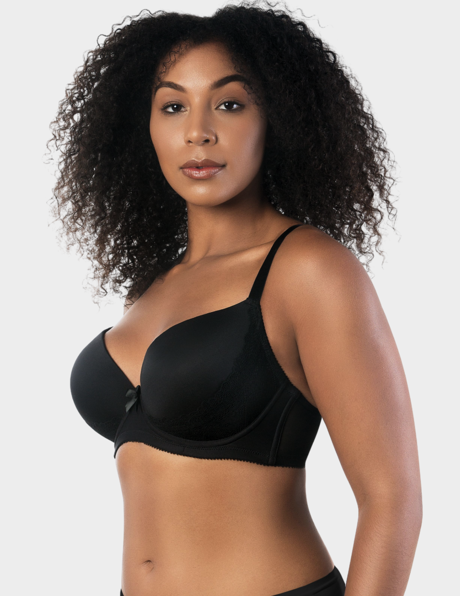 Side view of a model wearing Parfait Casey plunge bra in Black