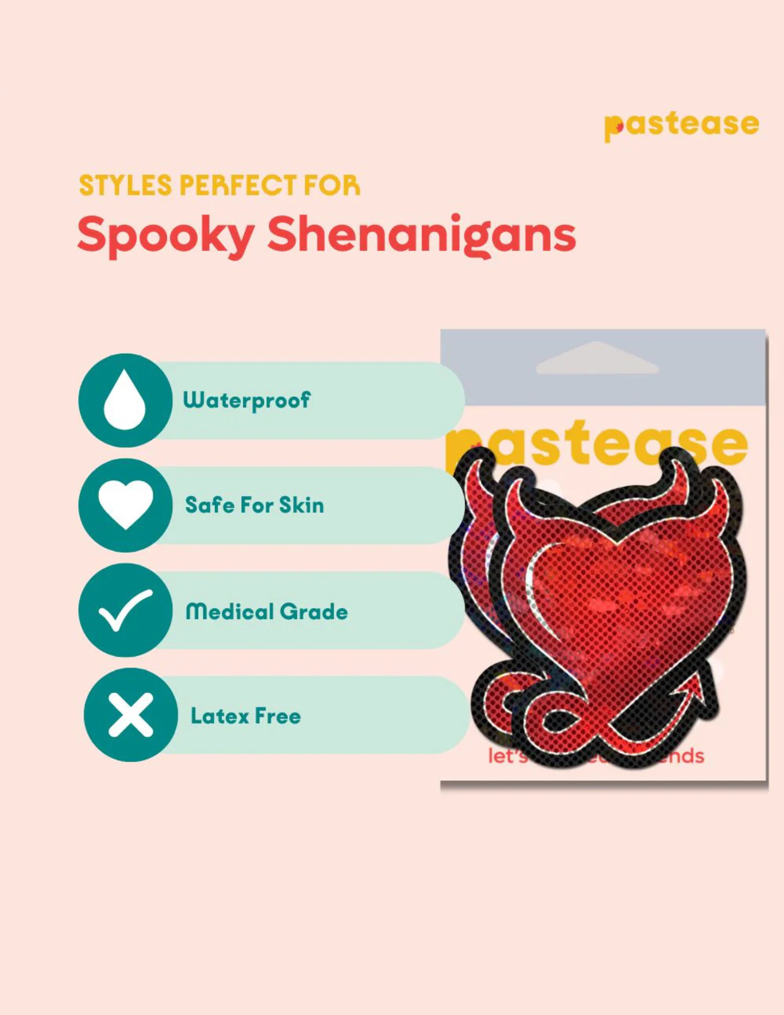 Red Glitter Hearts with Devil Nipple Covers