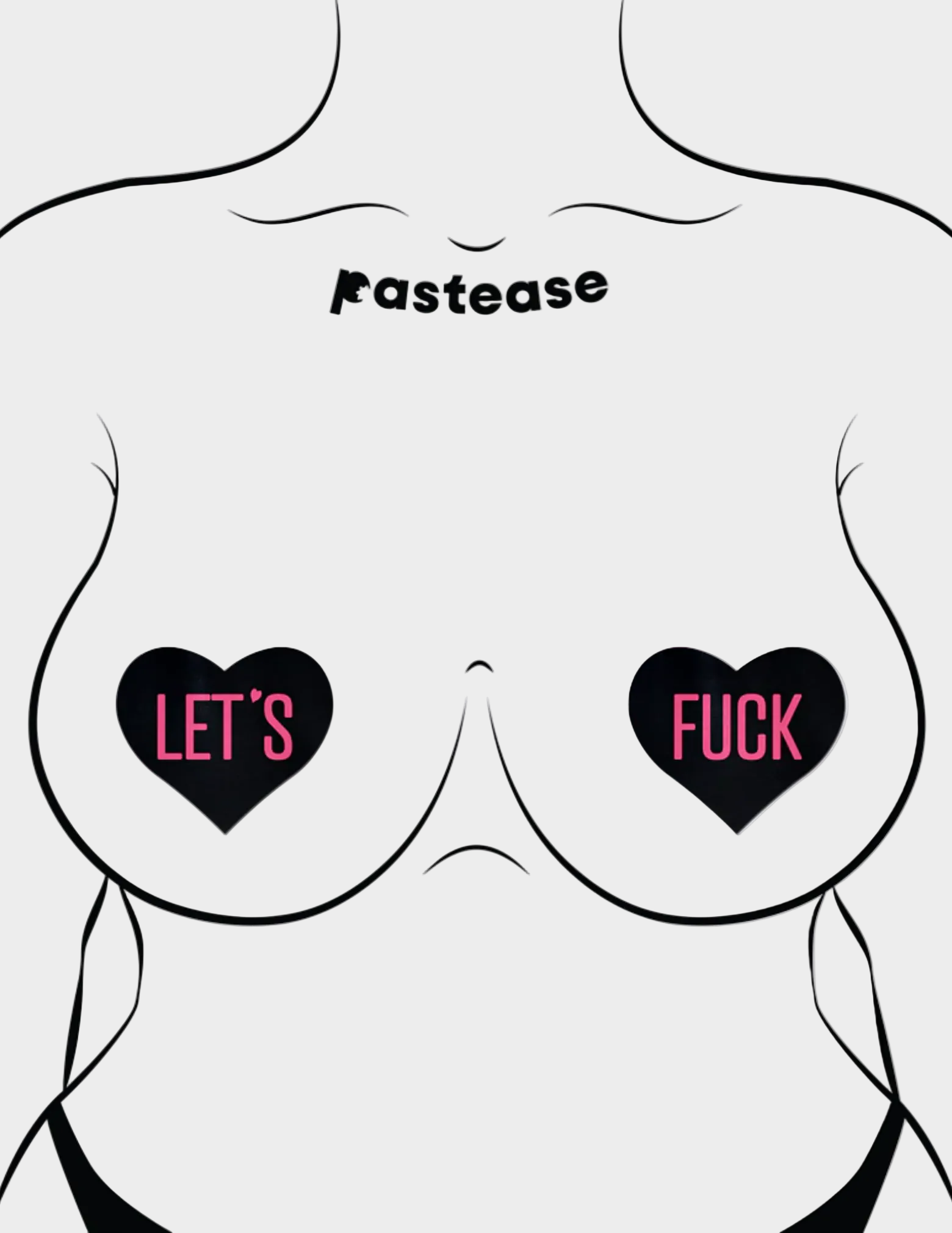 "Let's Fuck" Black Heart Nipple Covers