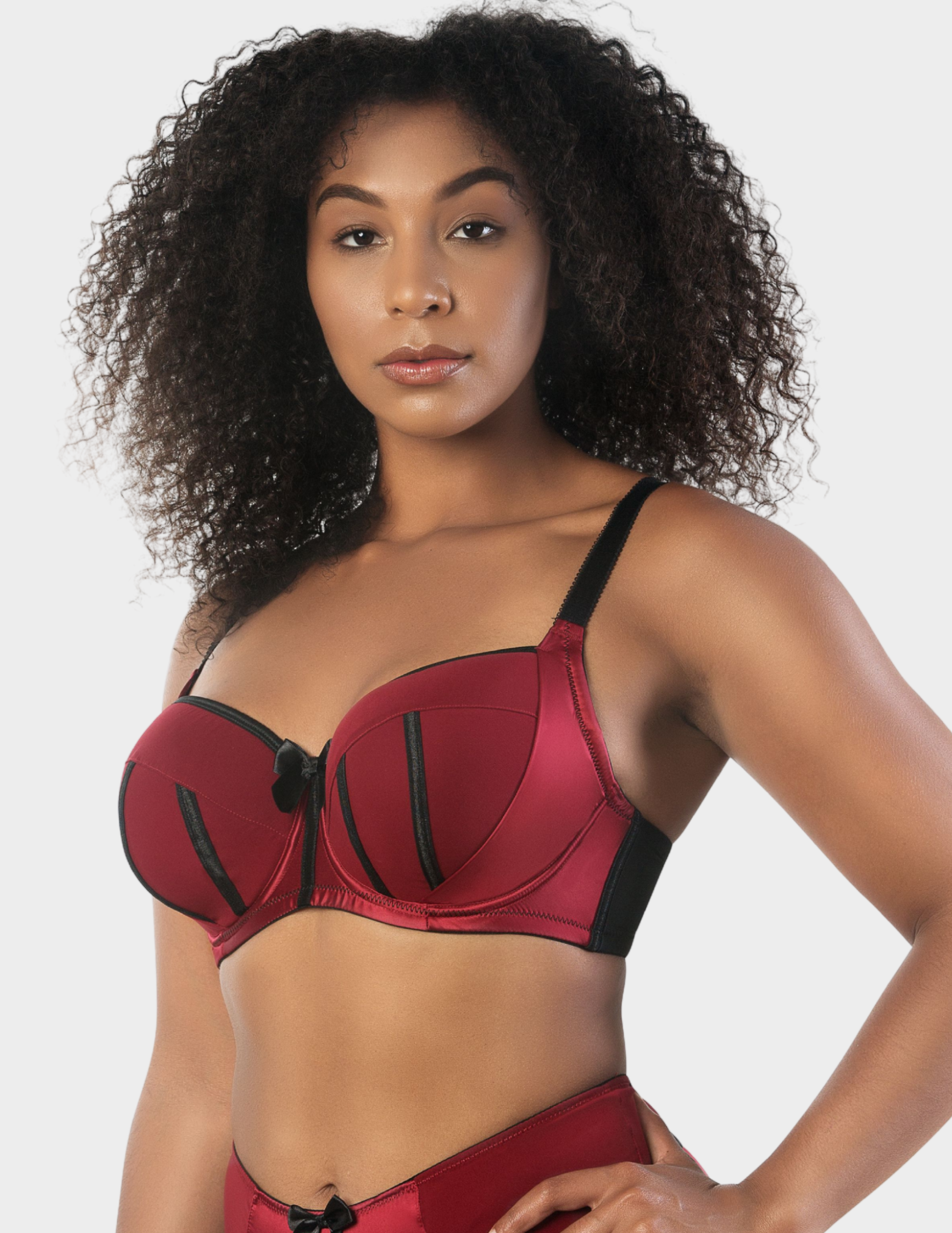 Side view of a model wearing Parfait Charlotte bra in Rio Red