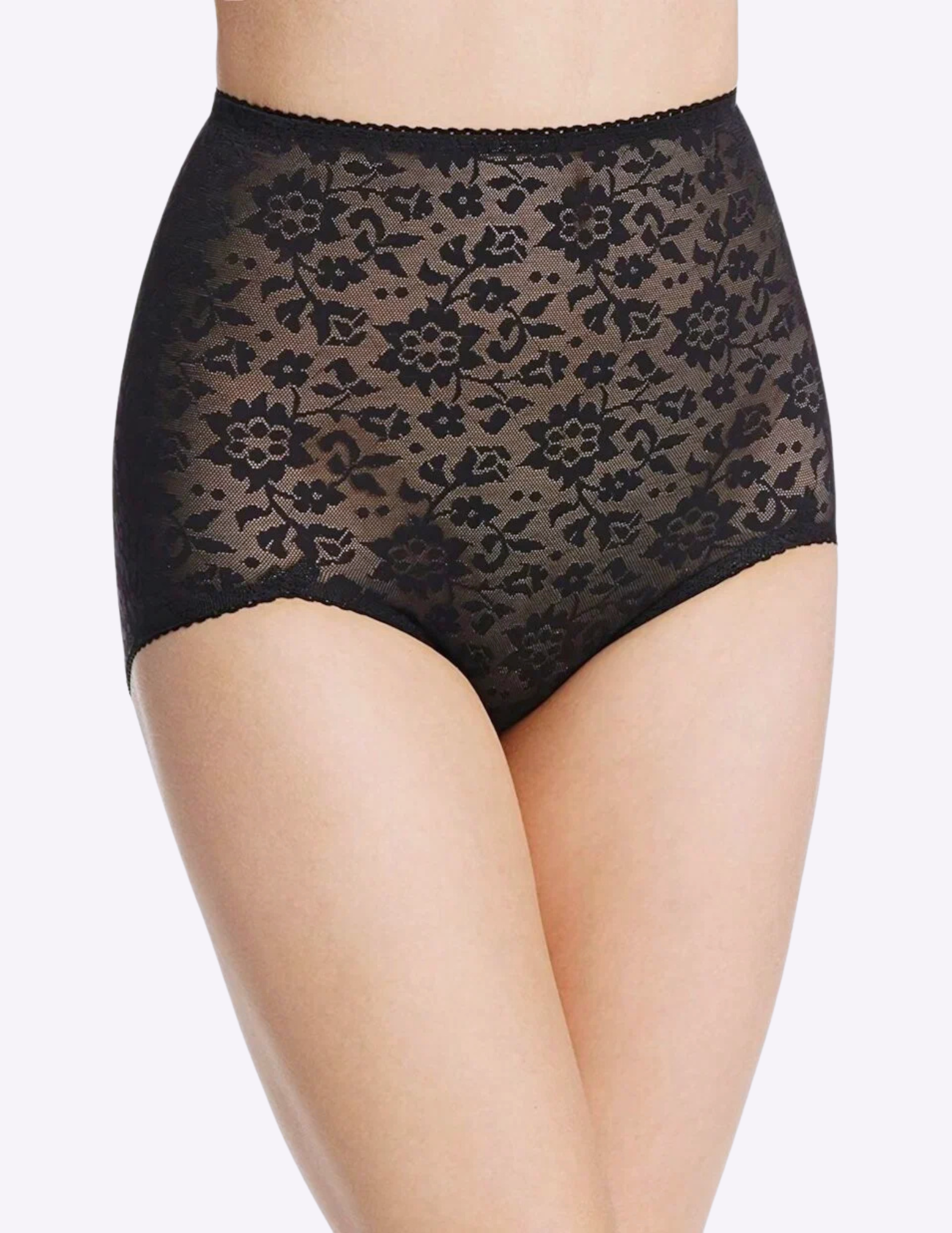 Front view of model wearing Rago 41 "V" panty in Black