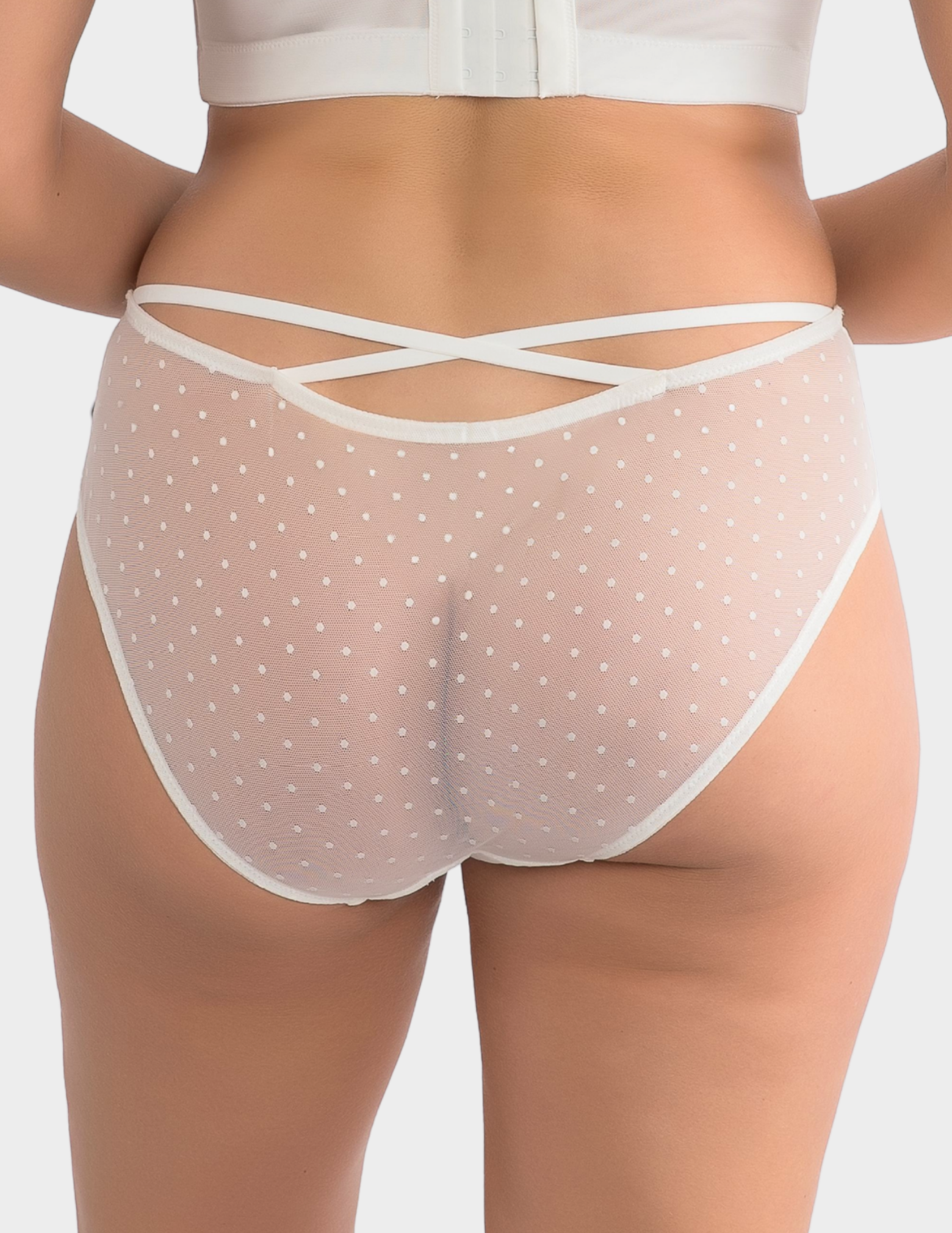 Back view of a model wearing Parfait Mia panty in Pearl White