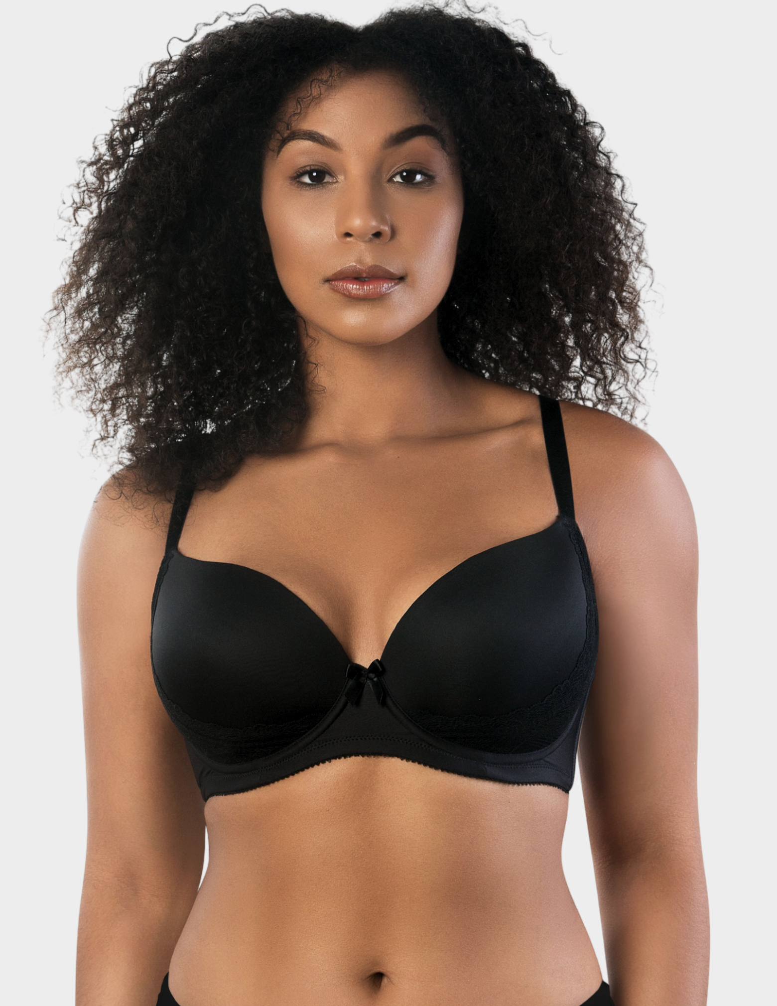 Front view of a model wearing Parfait Casey plunge bra in Black