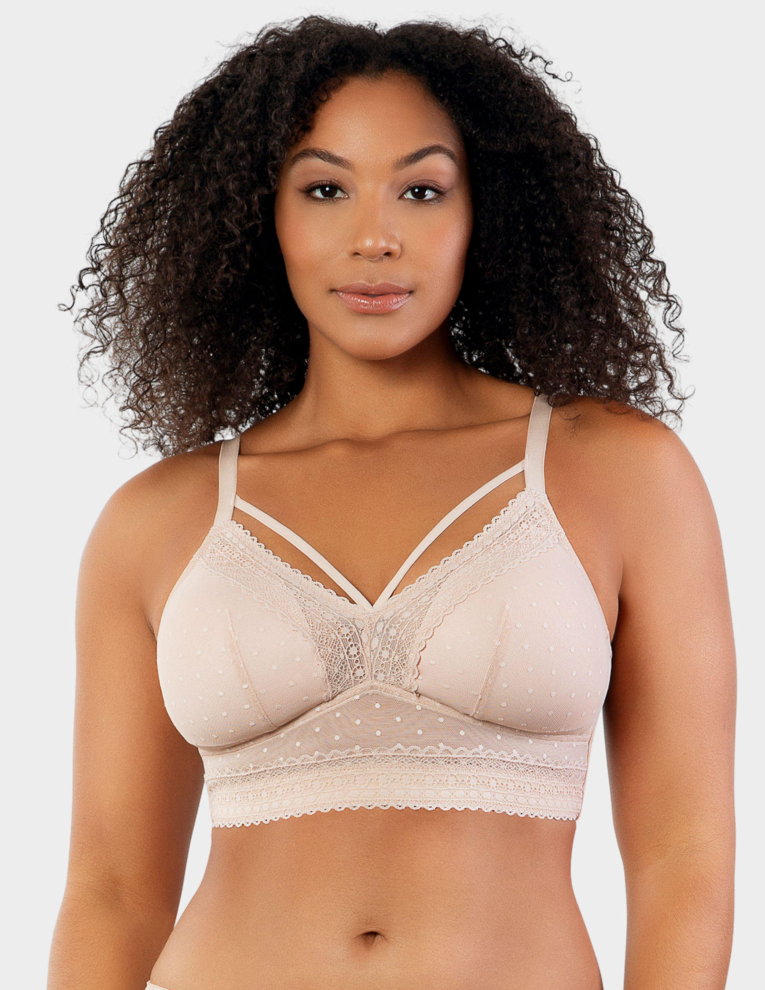 Front view of a model wearing Parfait Mia bralette in Cameo Rose