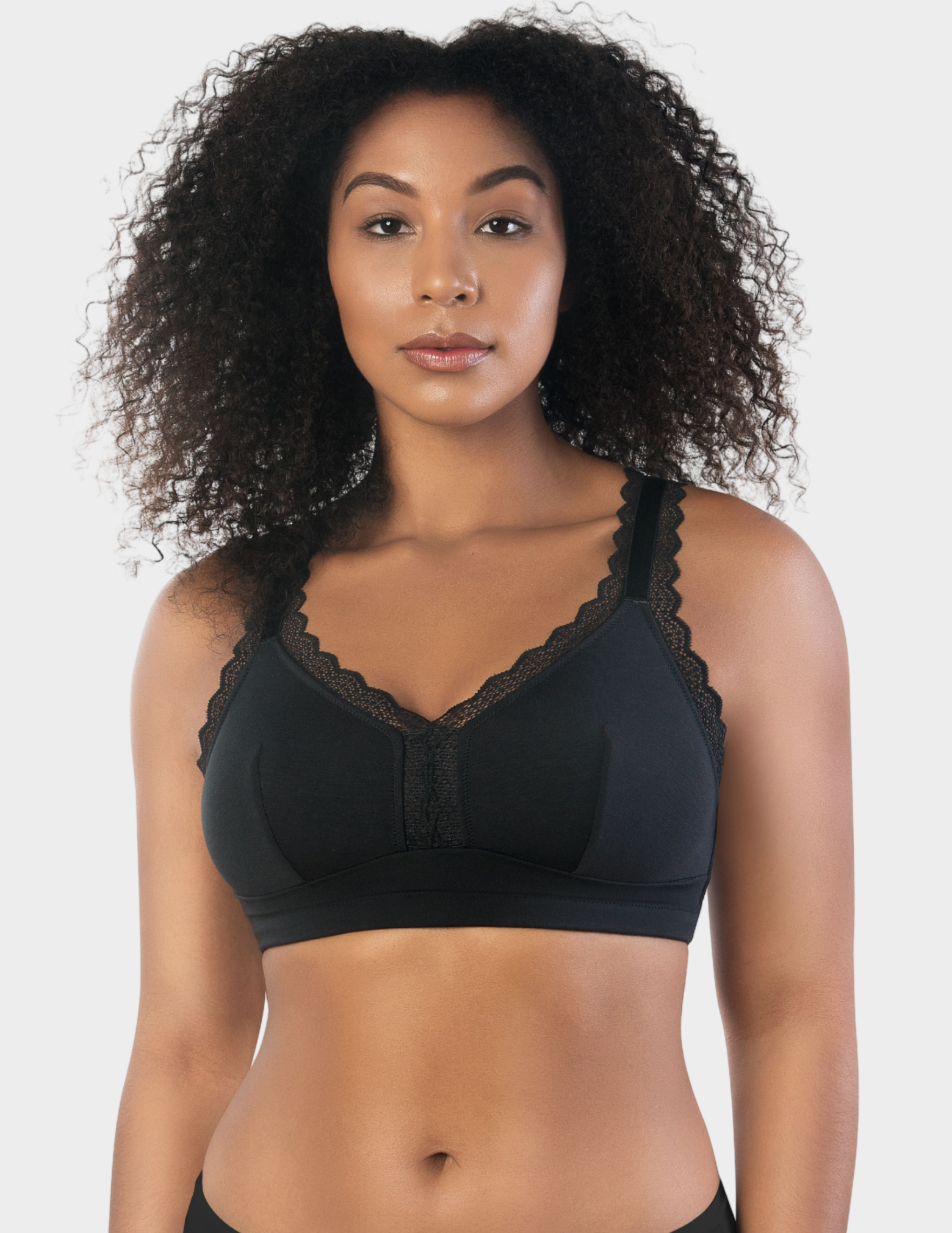 Front view of a model wearing Parfait Dalis bralette in Black