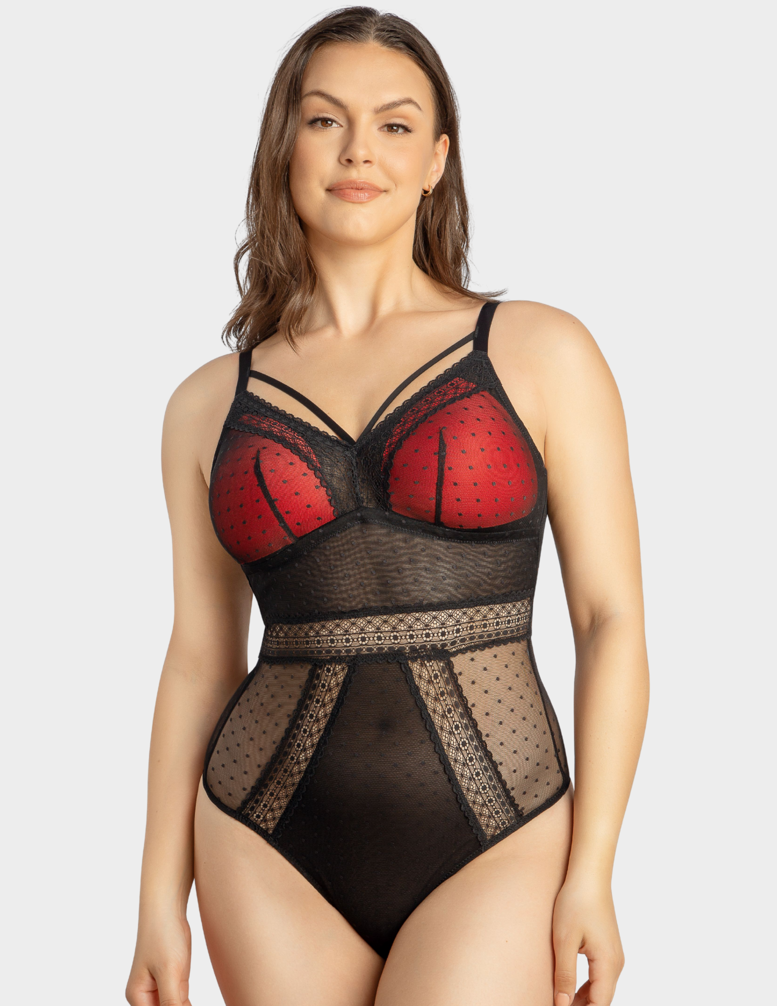 Front view of a model wearing Parfait Mia bodysuit in black