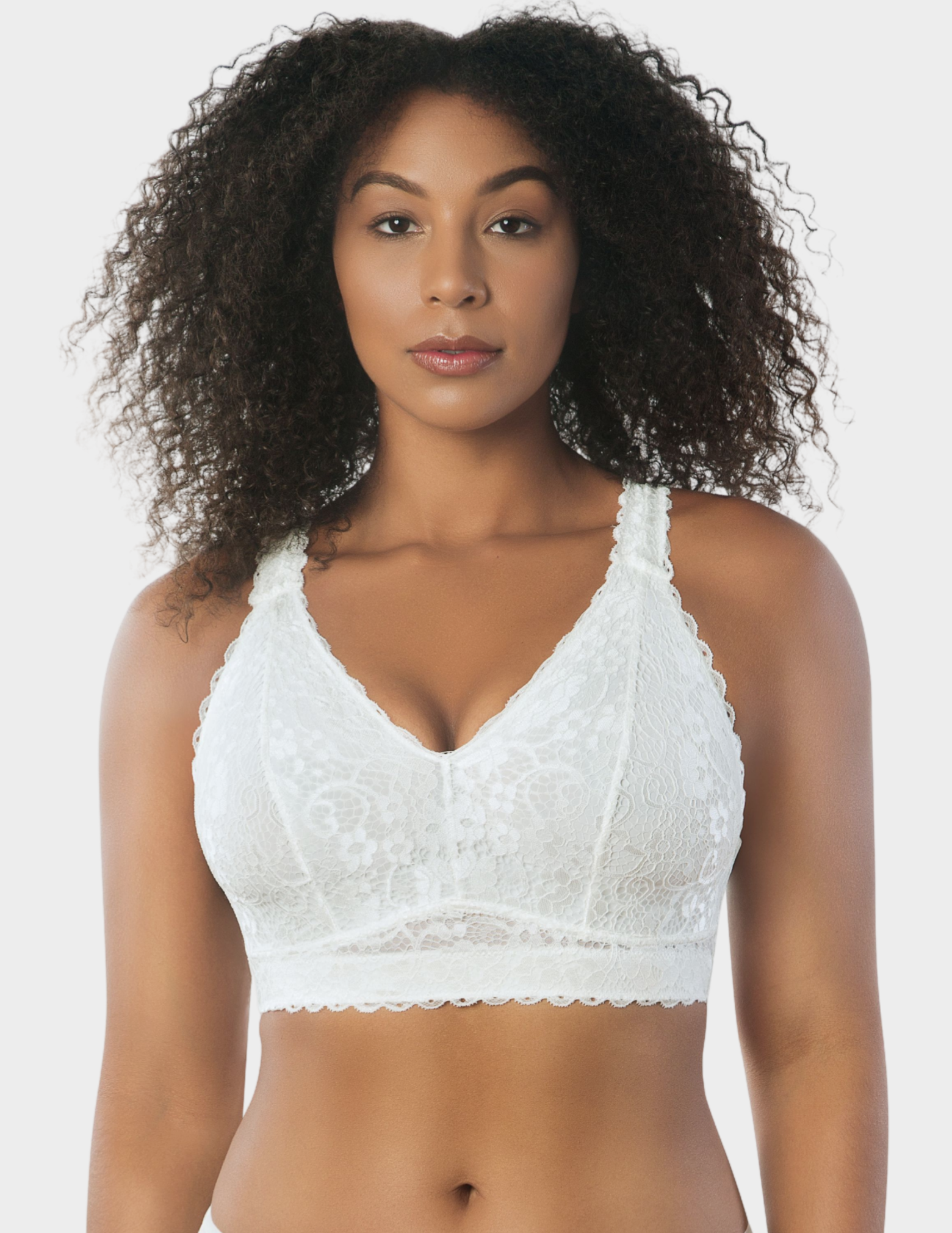 Front view of a model wearing parfait Adriana bralette in Pearl White
