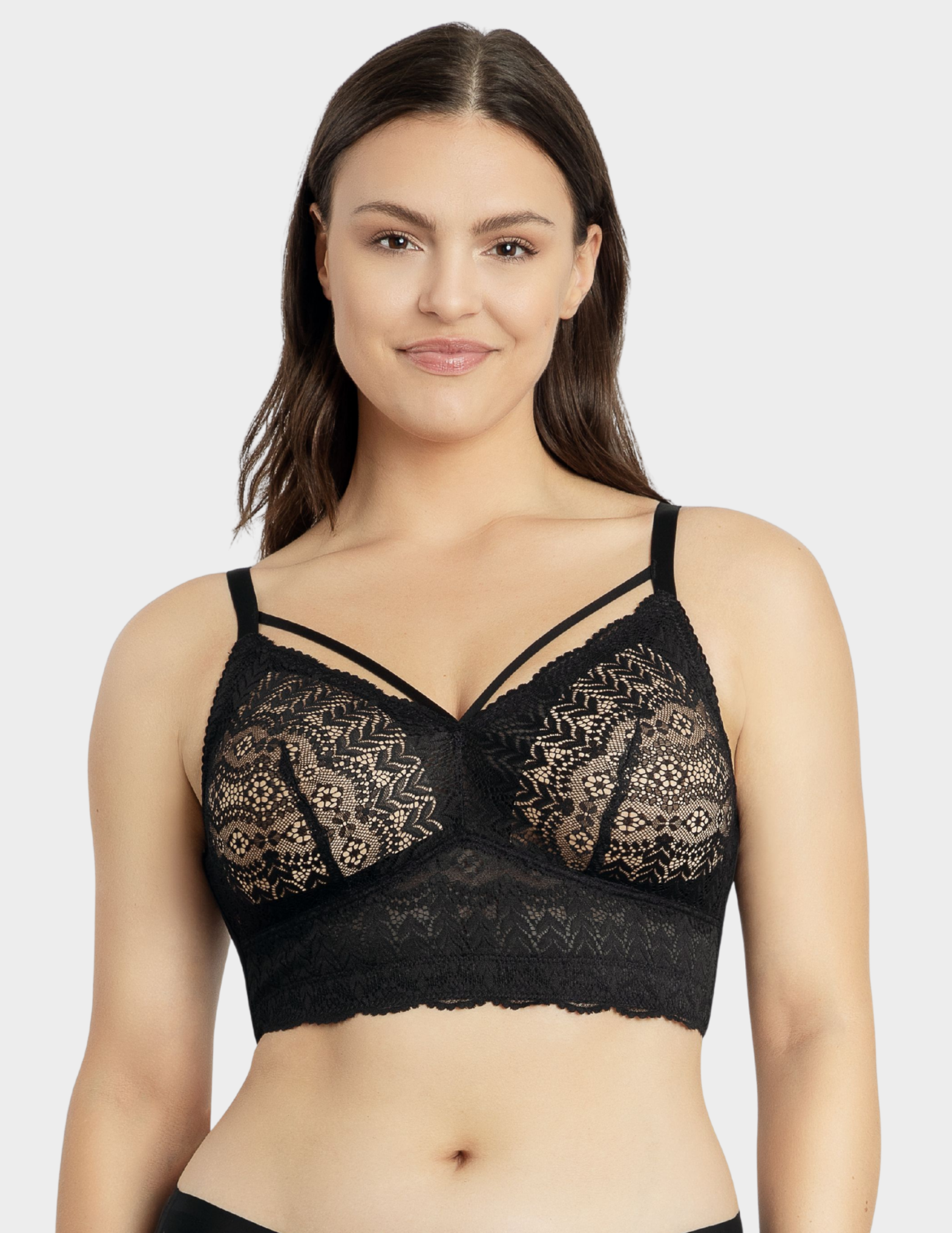 Front view of a model wearing Parfait Mia bralette in Black