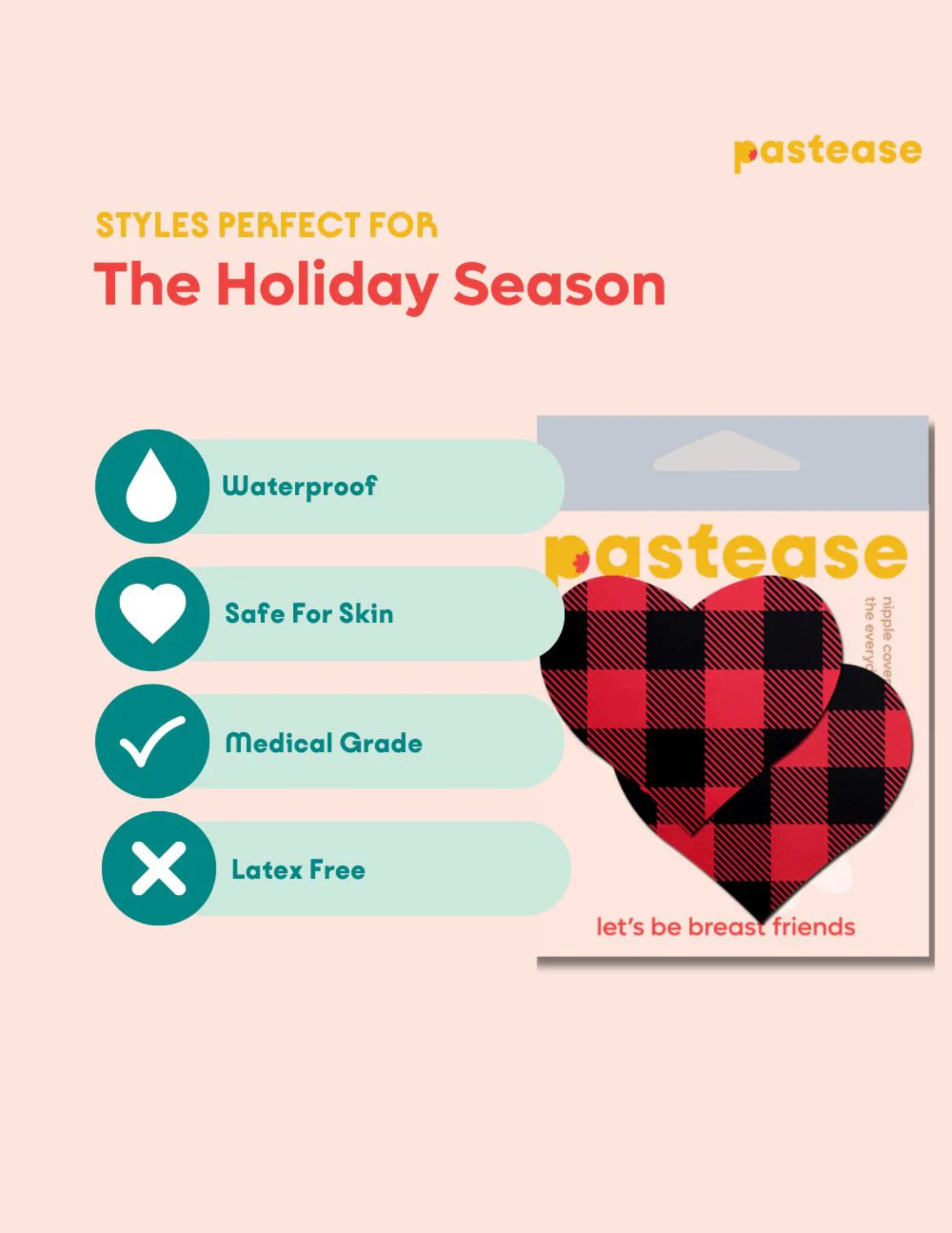 Buffalo Plaid Red Heart Nipple Covers