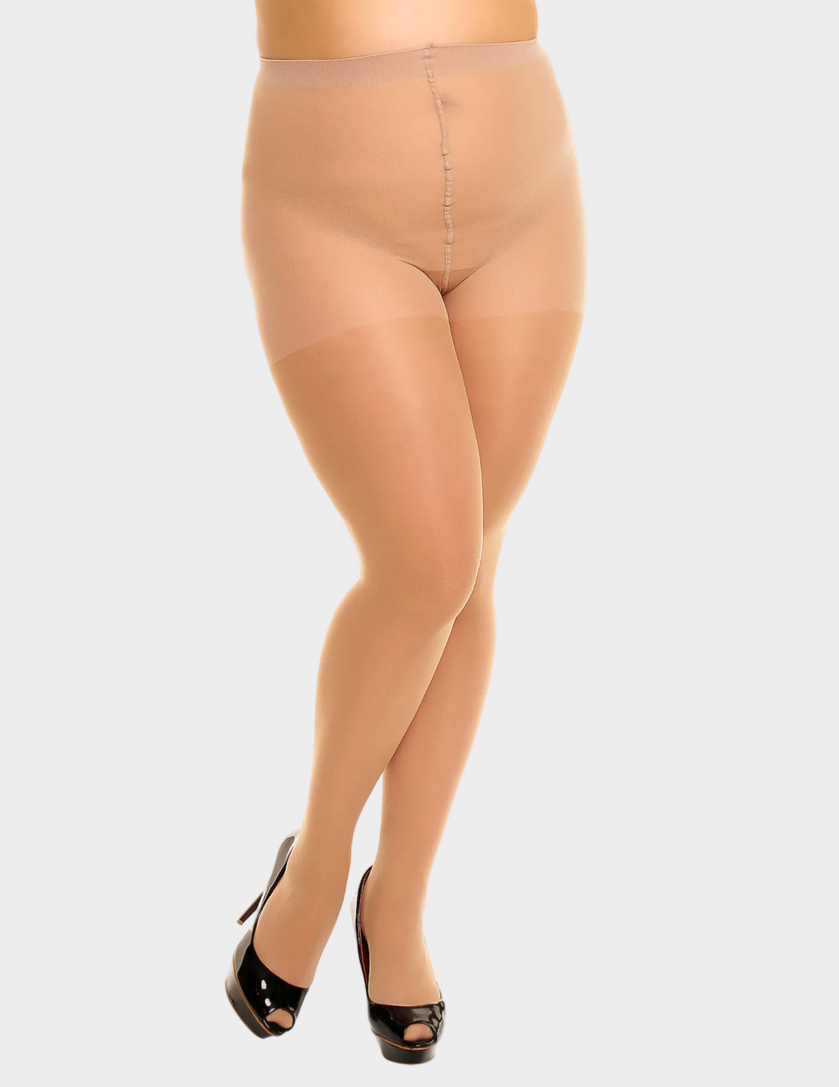 Front view of a model wearing Glamory Vital70 tights in Teint