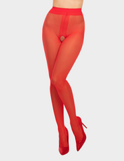 Front view of a model wearing Glamory Ouvert20 tights in Red