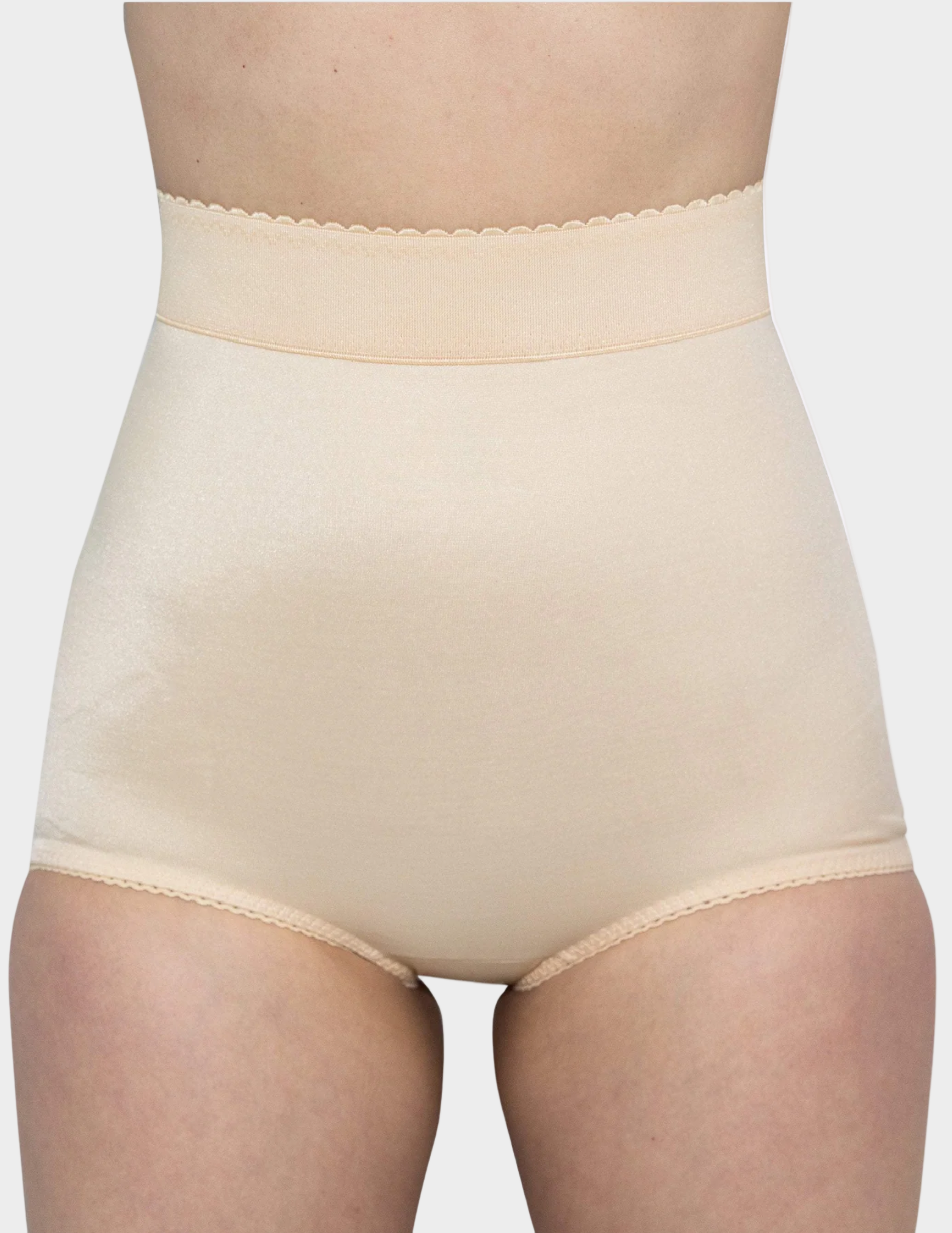 front view of model wearing beige rago 513 shaping panty
