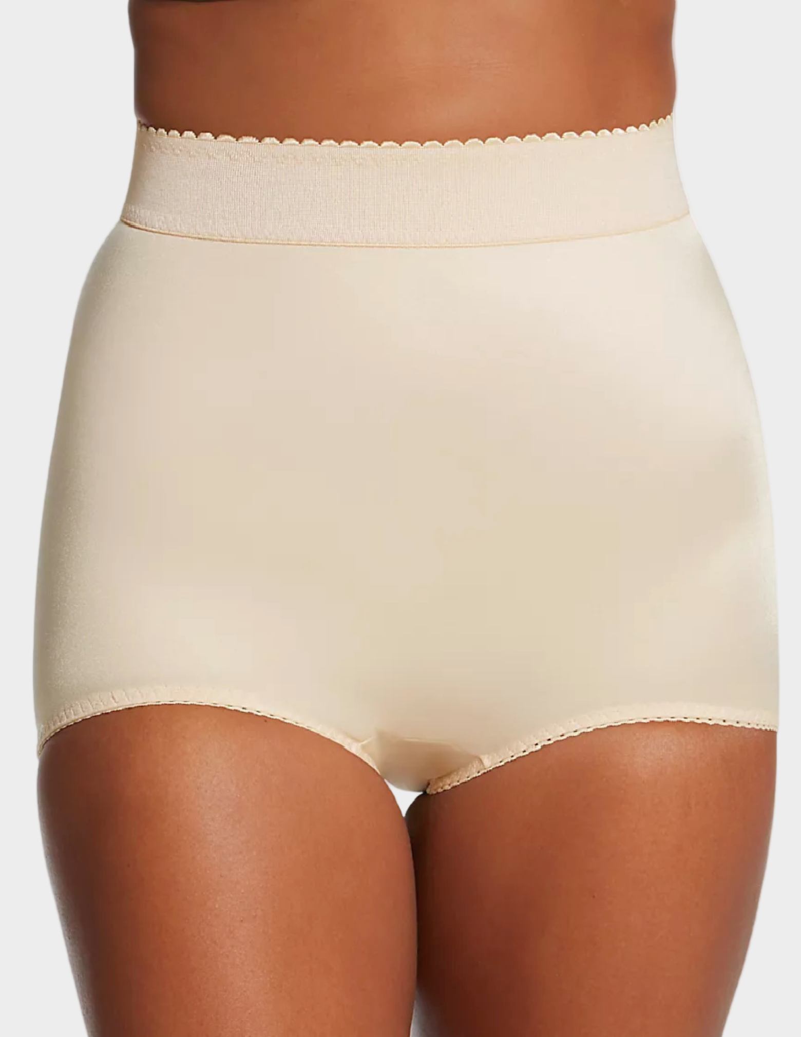 front view of model wearing beige rago 513 shaping panty