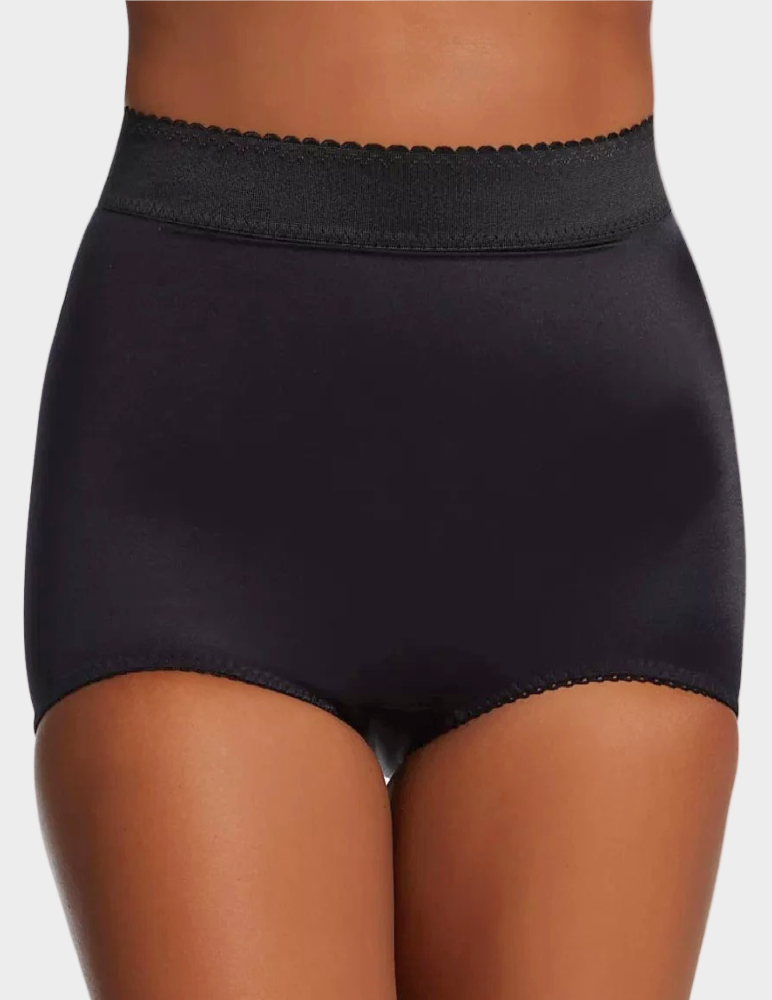 front view of model wearing black Rago 513 shaping panty