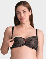 Front view of a model wearing Anita Fleur nursing bra in color Black