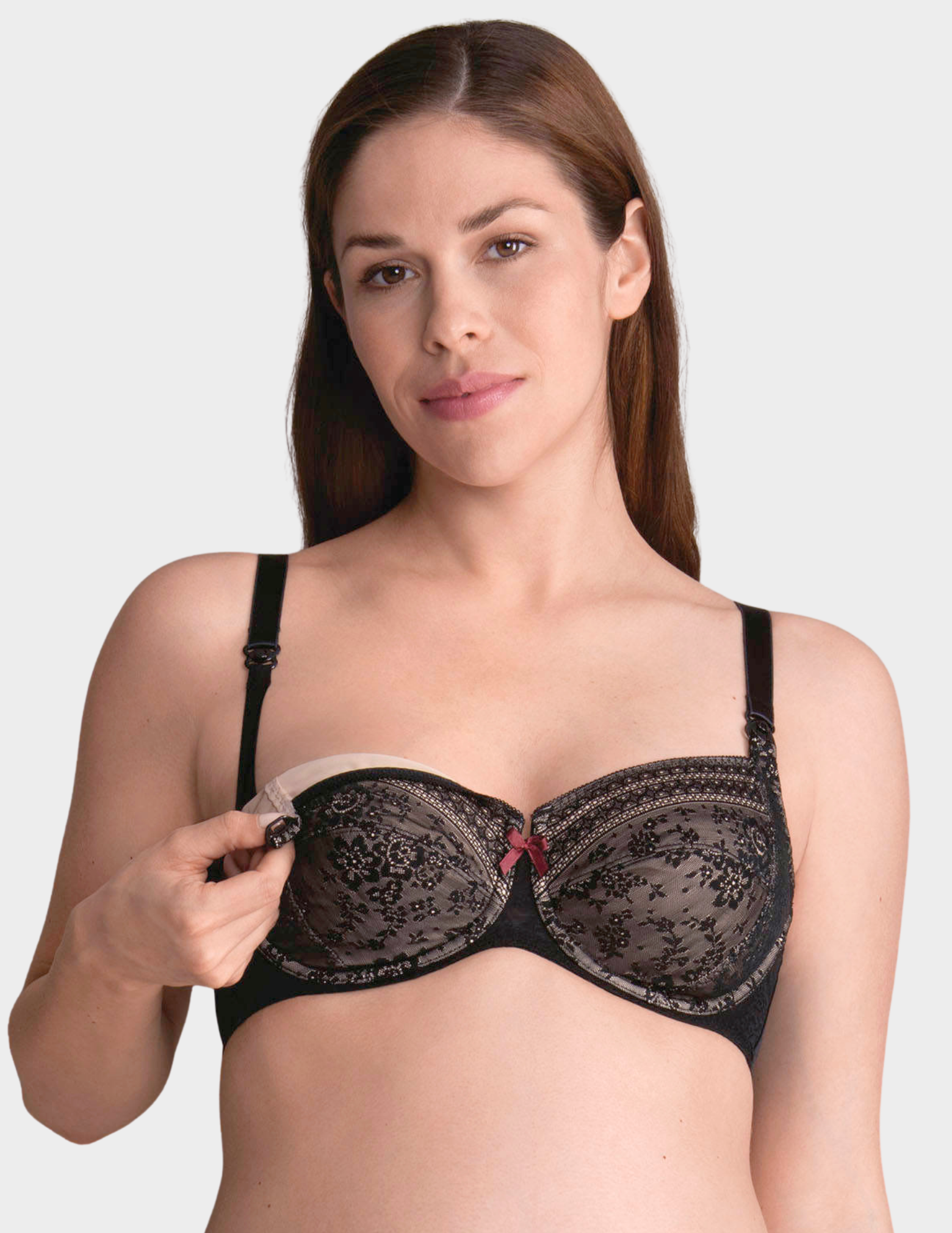 Front view of a model wearing Anita Fleur nursing bra in color Black