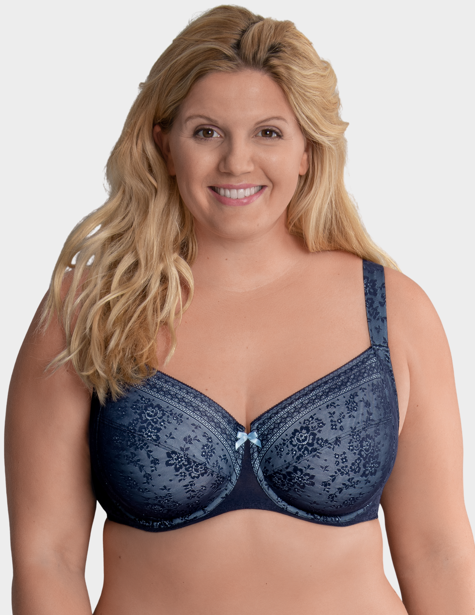 Front view of a model wearing Anita Fleur bra in color Maritime Blue