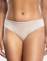 Front view of a model wearing Parfait Cozy hipster panty in Sandstone