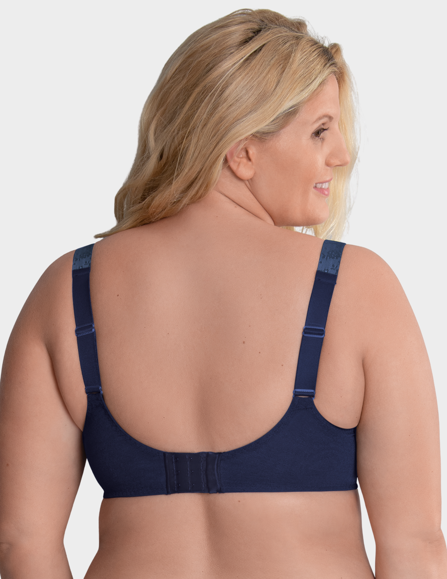 Back view of a model wearing Anita Fleur bra in color Maritime Blue