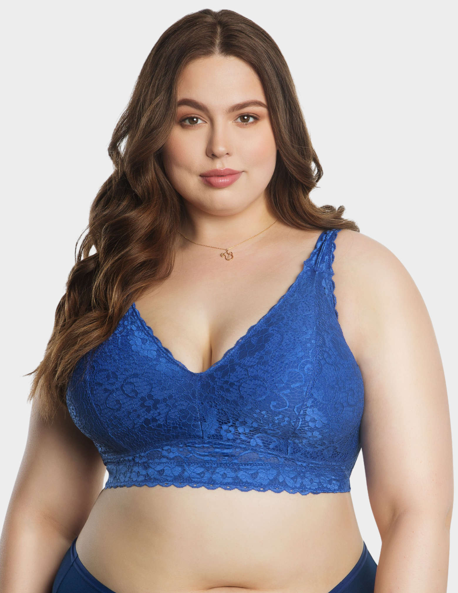 Front view of a model wearing Parfait Adriana bralette in Sapphire