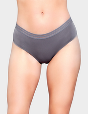 Front view of a model wearing grey underwear