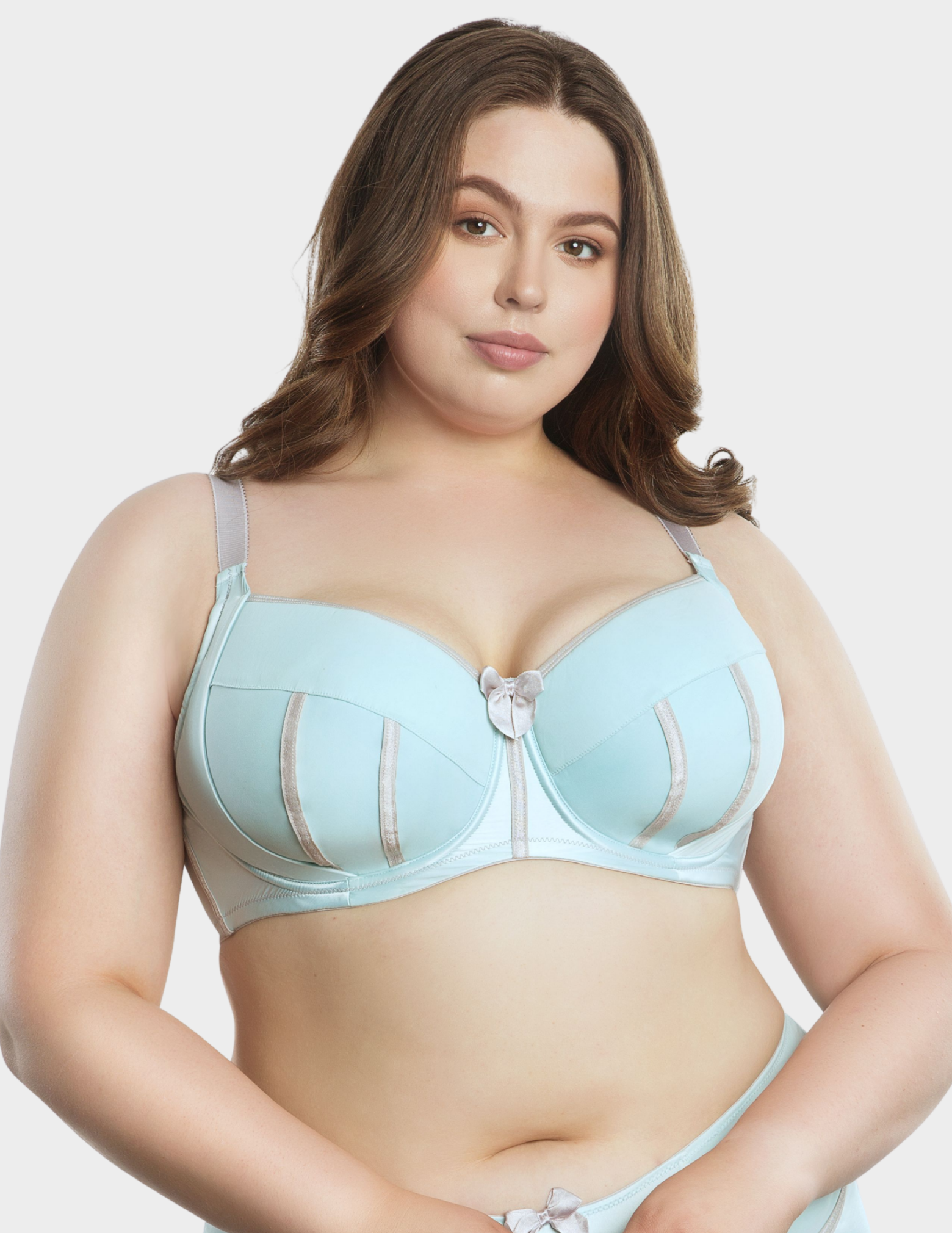 Front view of a model wearing Parfait Charlotte bra in Seaglass Green