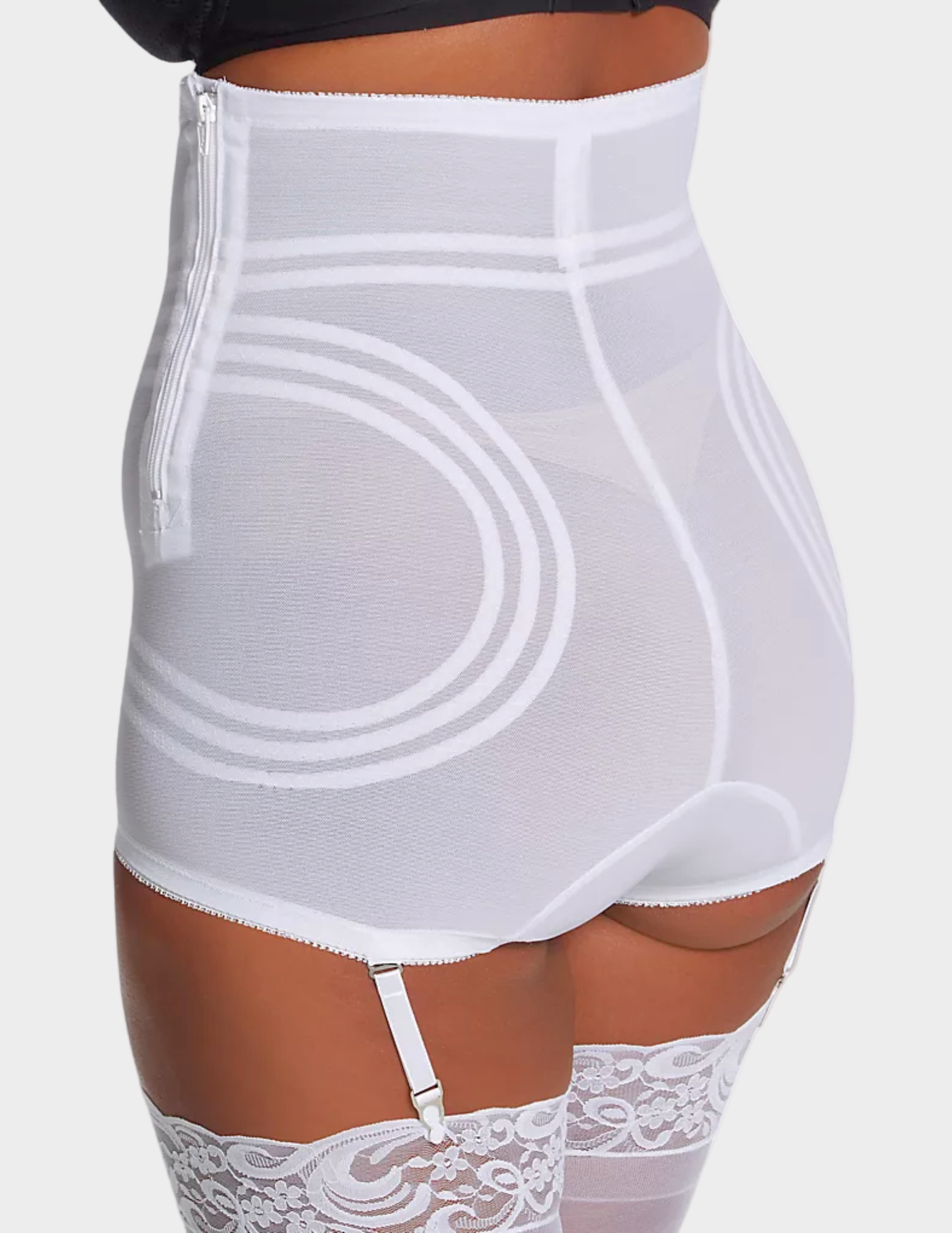 Back view of model wearing white rago 6101 shaping panty