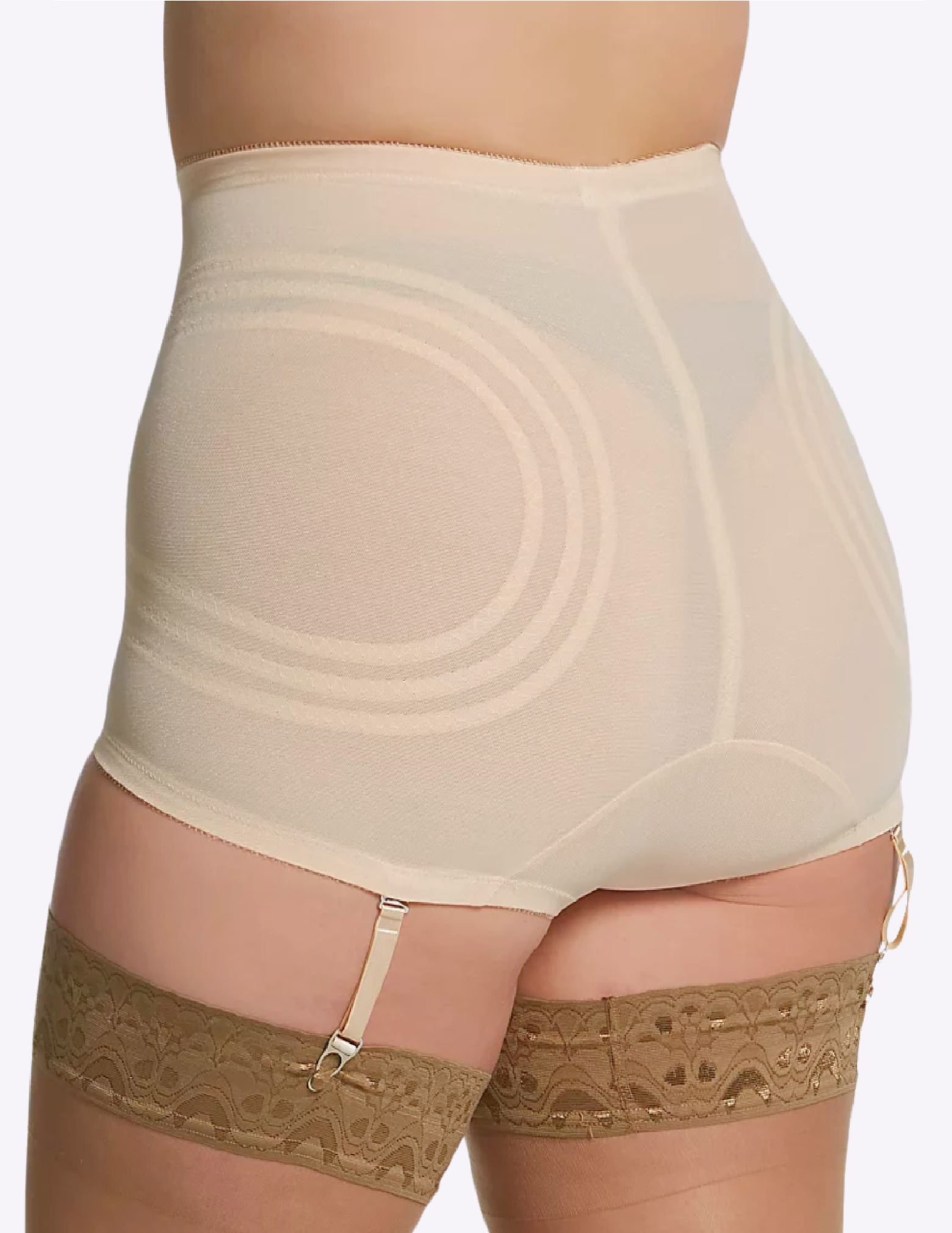 Back view of a model wearing Rago 619 beige shaping panty