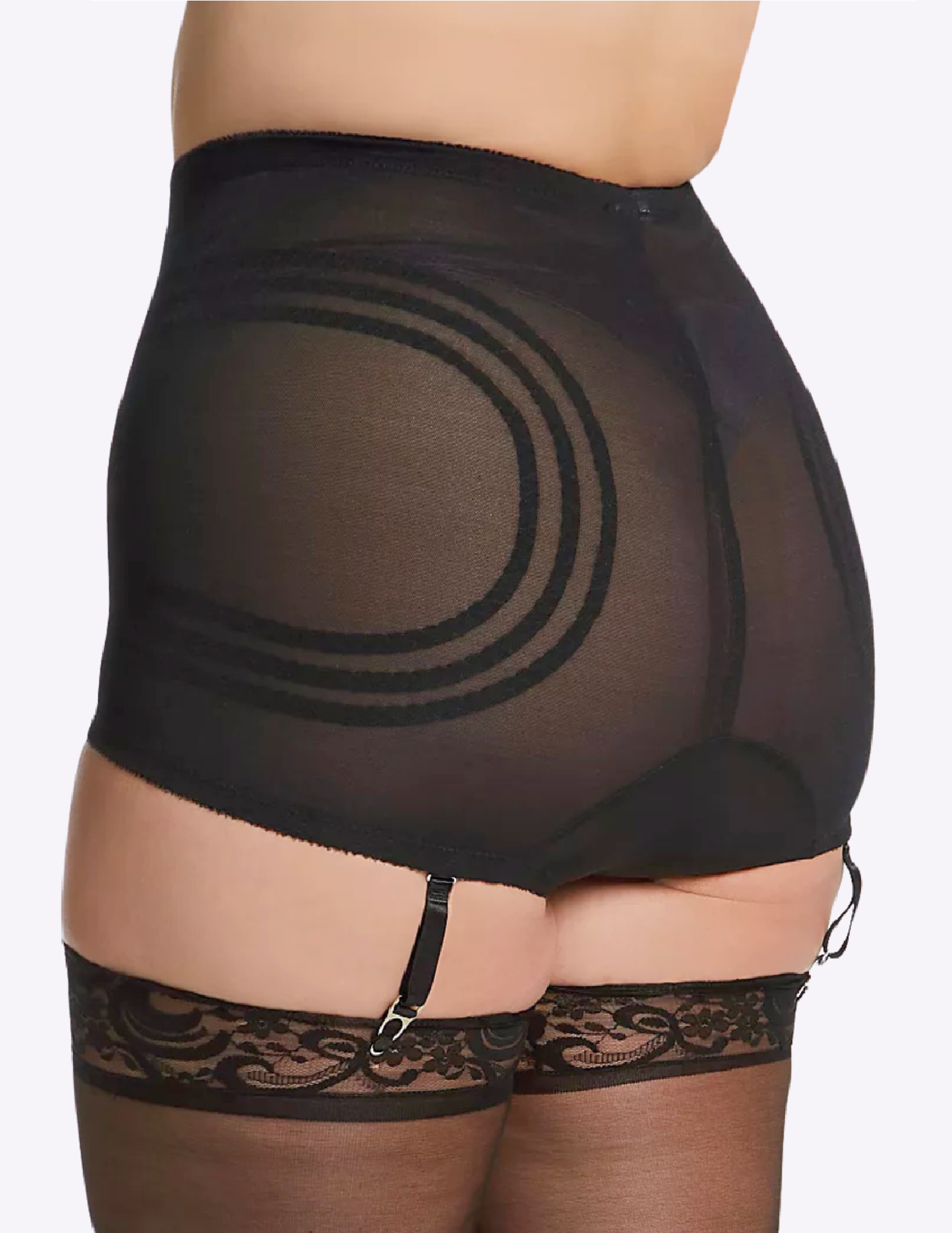 Back view of a model wearing Rago 619 black shaping panty