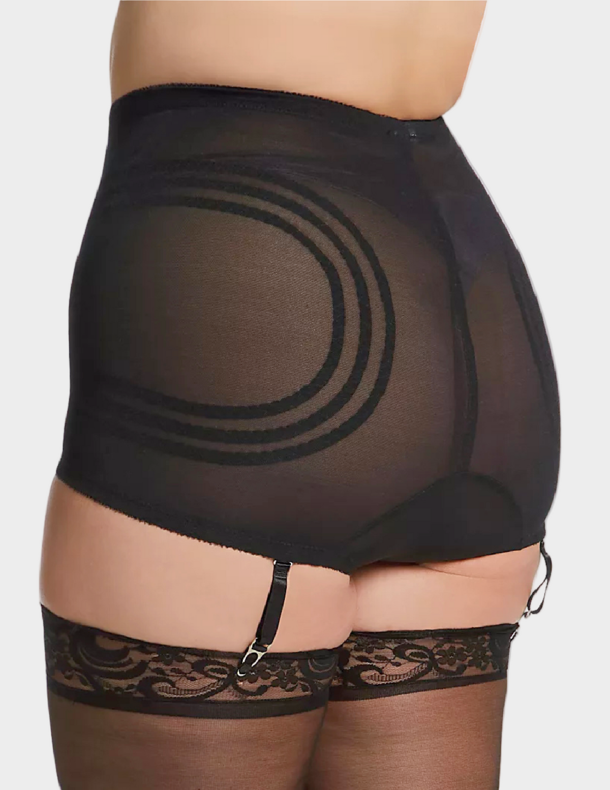 Back view of a model wearing Rago 619 black shaping panty