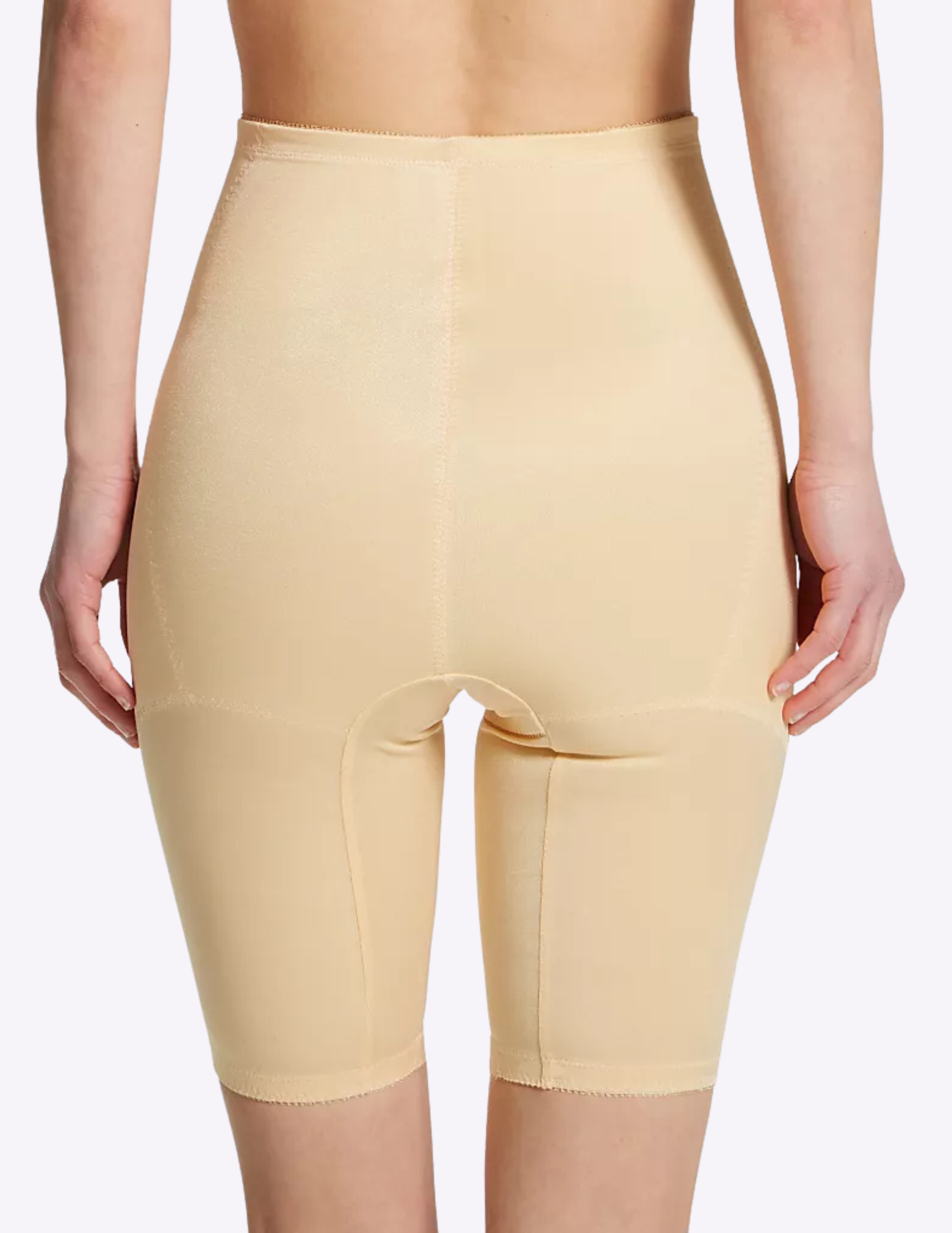Back view of a model wearing Rago 6205 beige shaping shorts