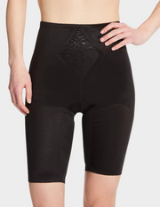 Front view of a model wearing Rago 6205 black shaping shorts