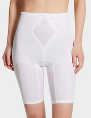 Front view of a model wearing Rago 6205 white shaping shorts