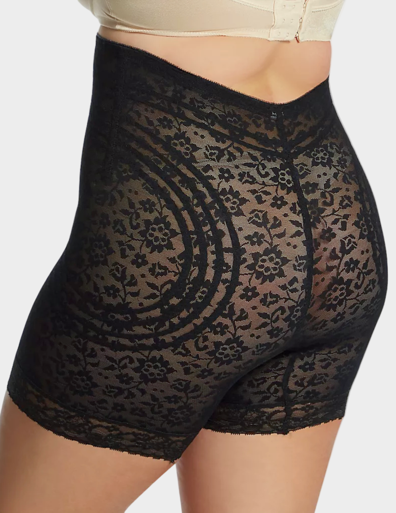 Back view of plus-size model wearing Rago Lacette 6207 in black