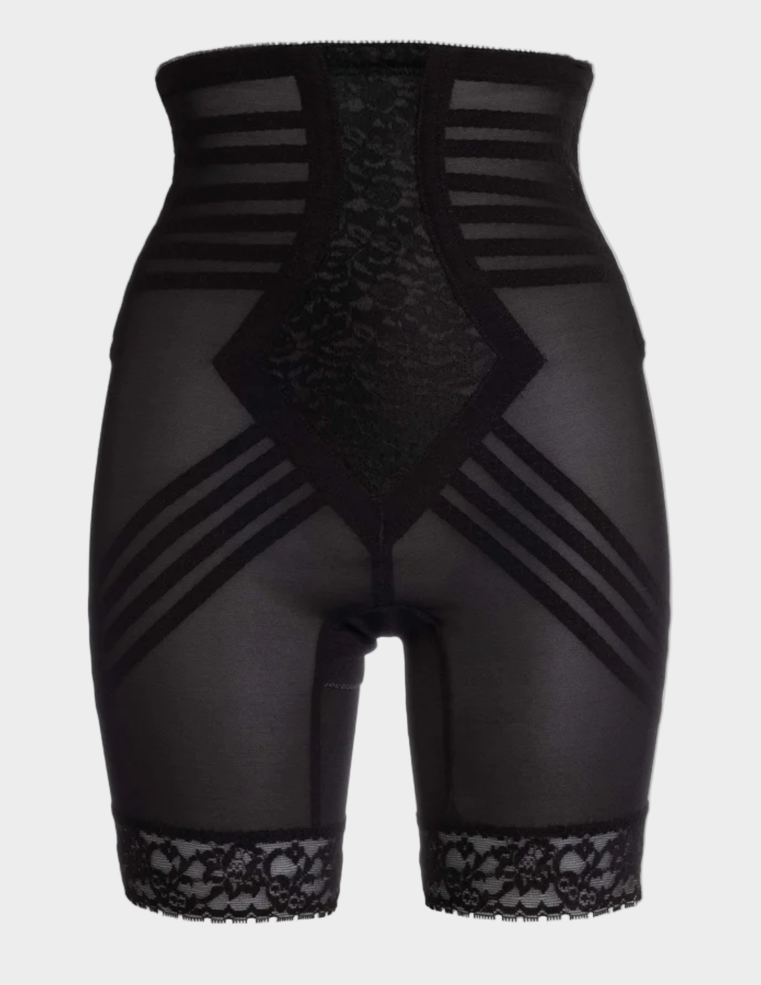 front view of black rago 6209 thigh slimmer on a white backround