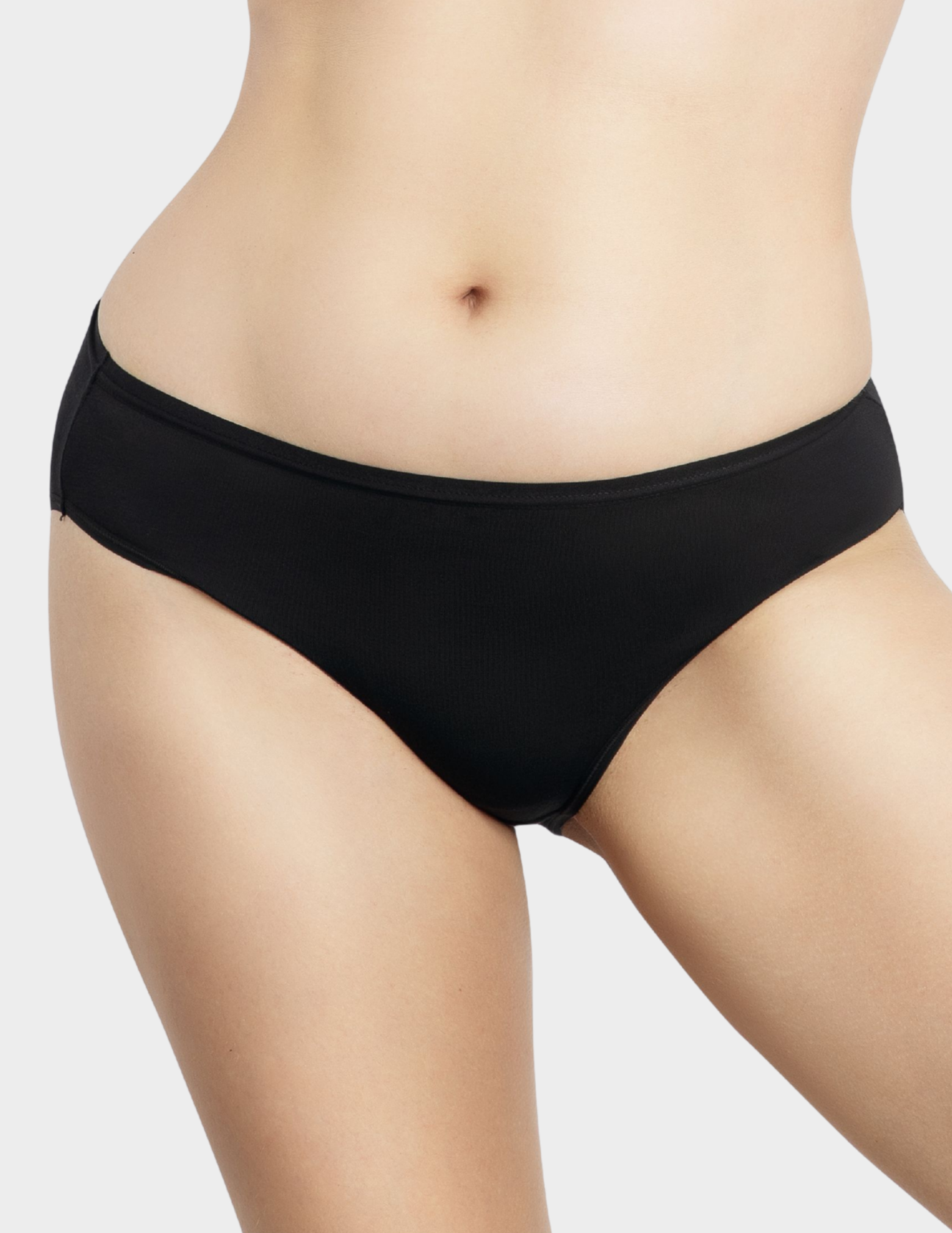 Front view of a model wearing Parfait Cozy hipster panty in Black