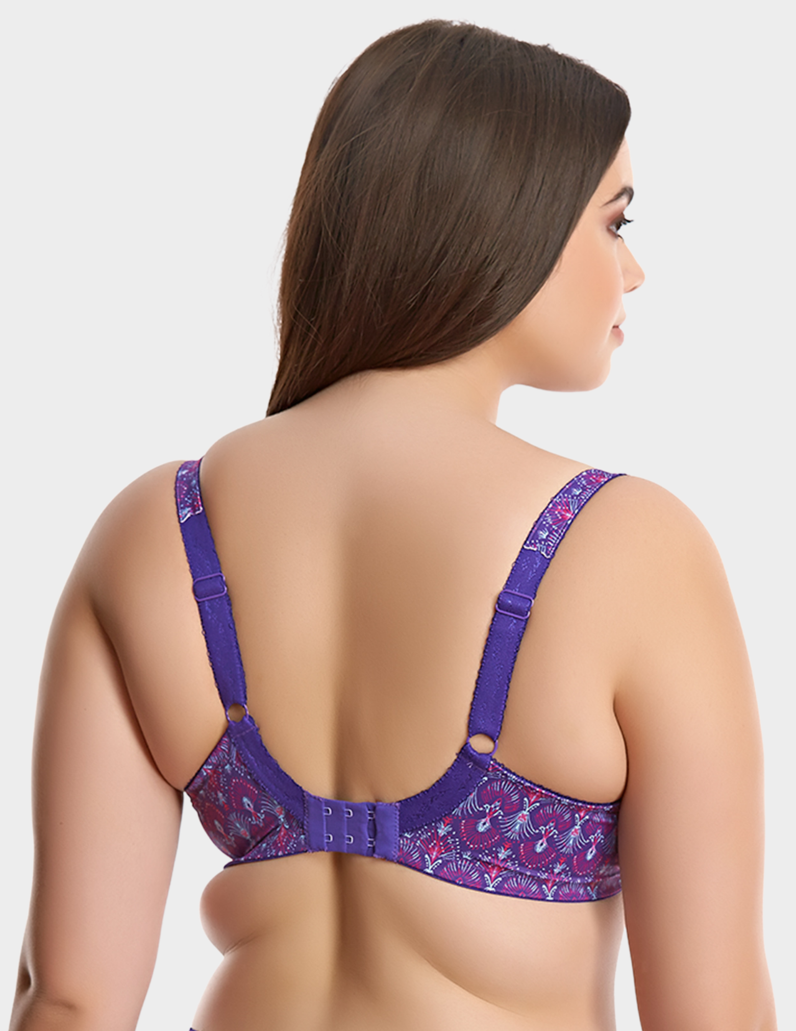 Back view of a model wearing Elomi Lyndsey bra in color Iris