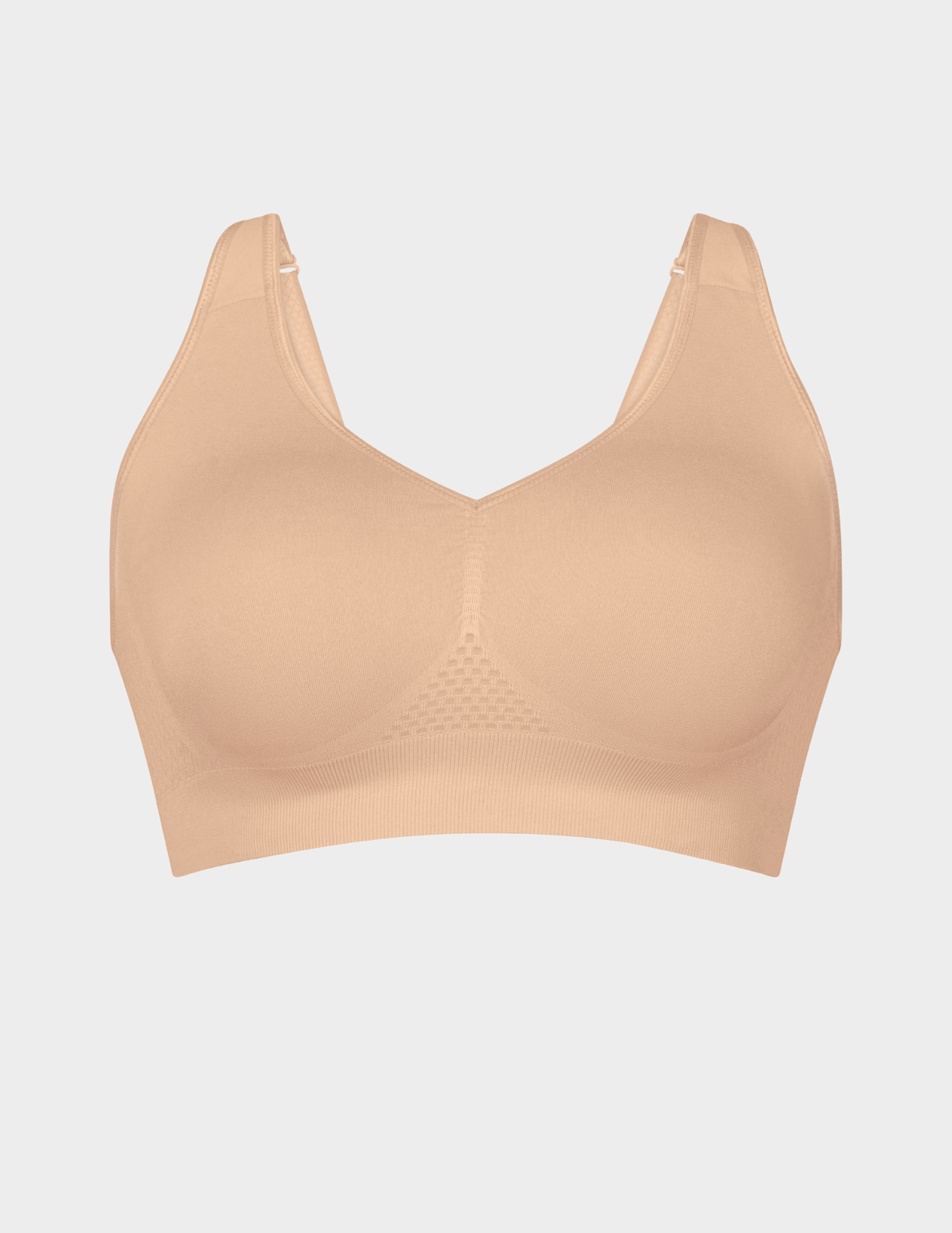 Front view of Anita Lotta post mastectomy bra in color Desert