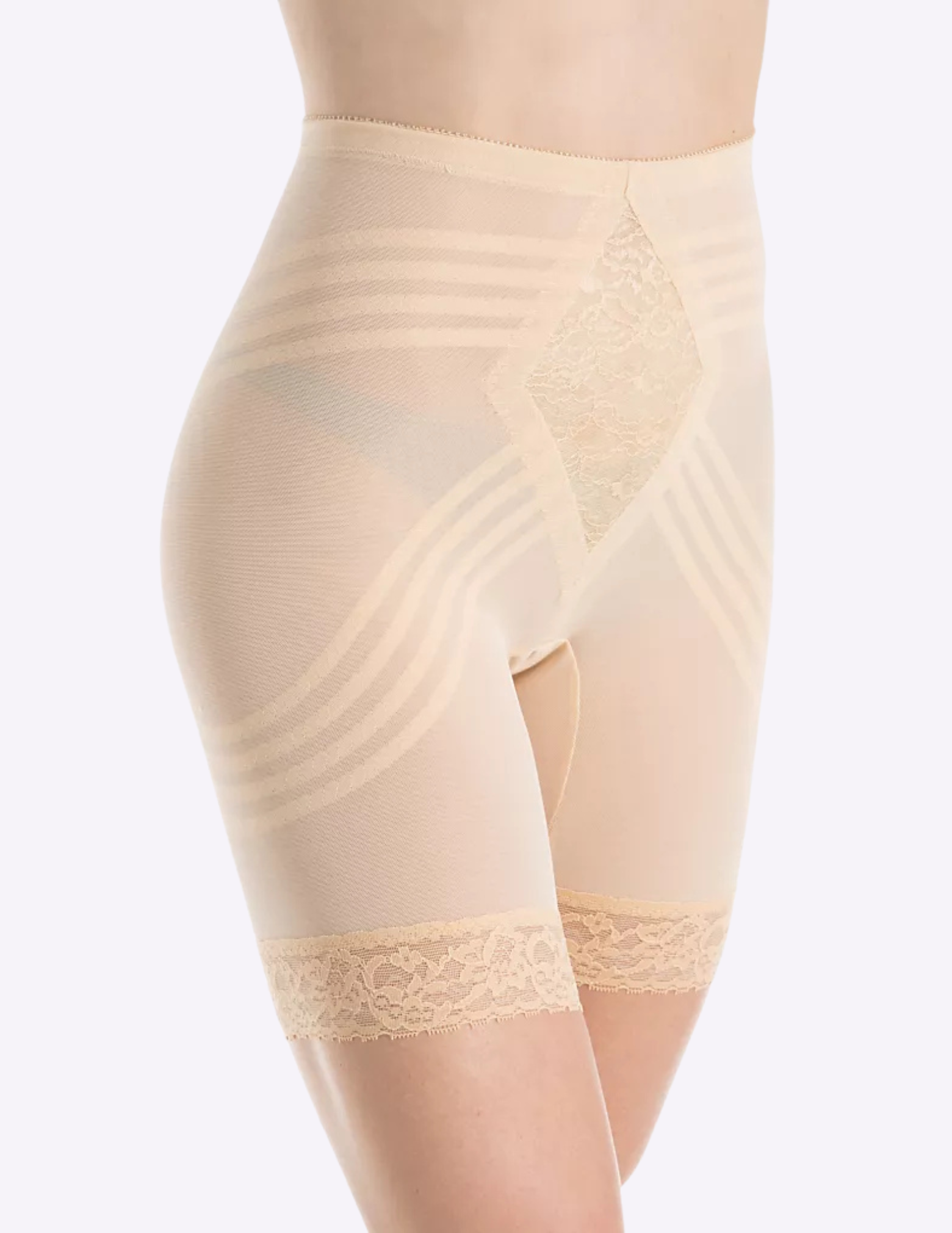 Front view of model wearing Beige Rago Shapette Long Leg Shaper