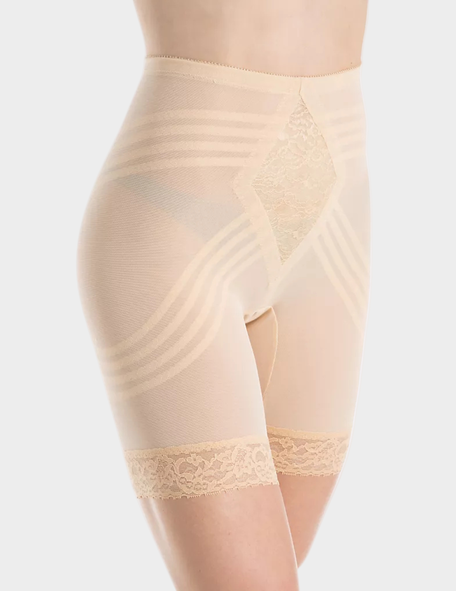 Front view of model wearing Beige Rago Shapette Long Leg Shaper