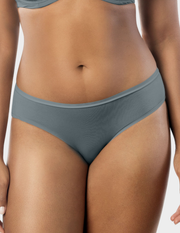 Front view of a model wearing Parfait Cozy hipster panty in Charcoal