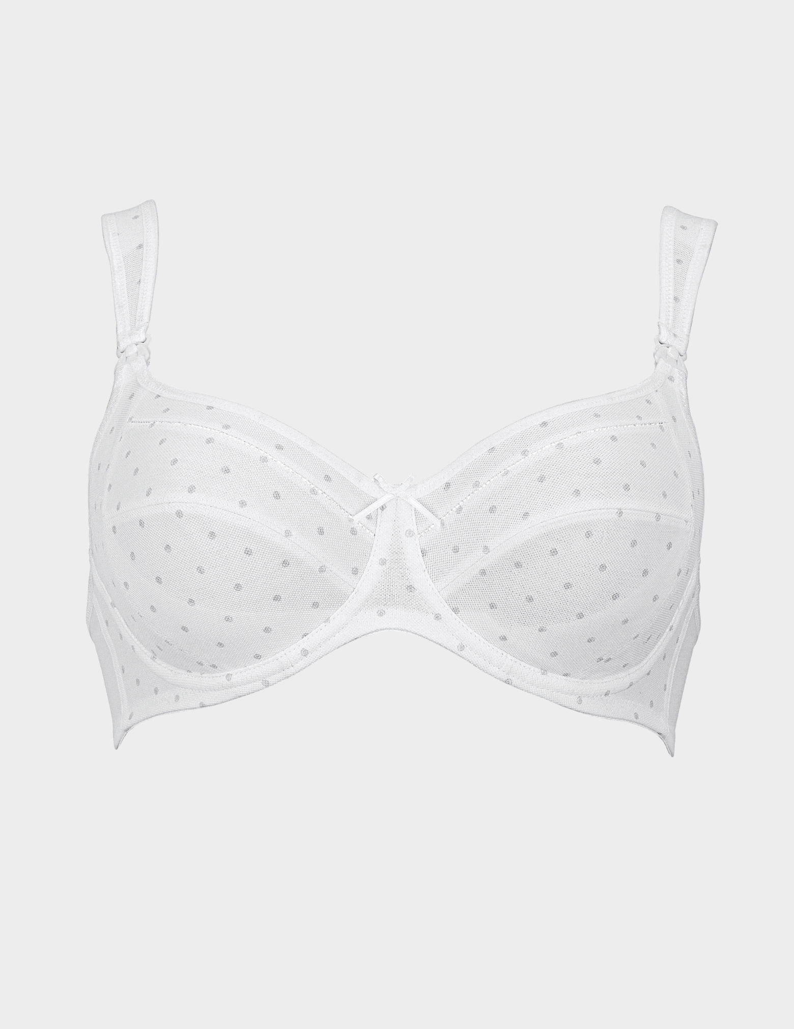Front view of Miss Cotton nursing bra in pearl white