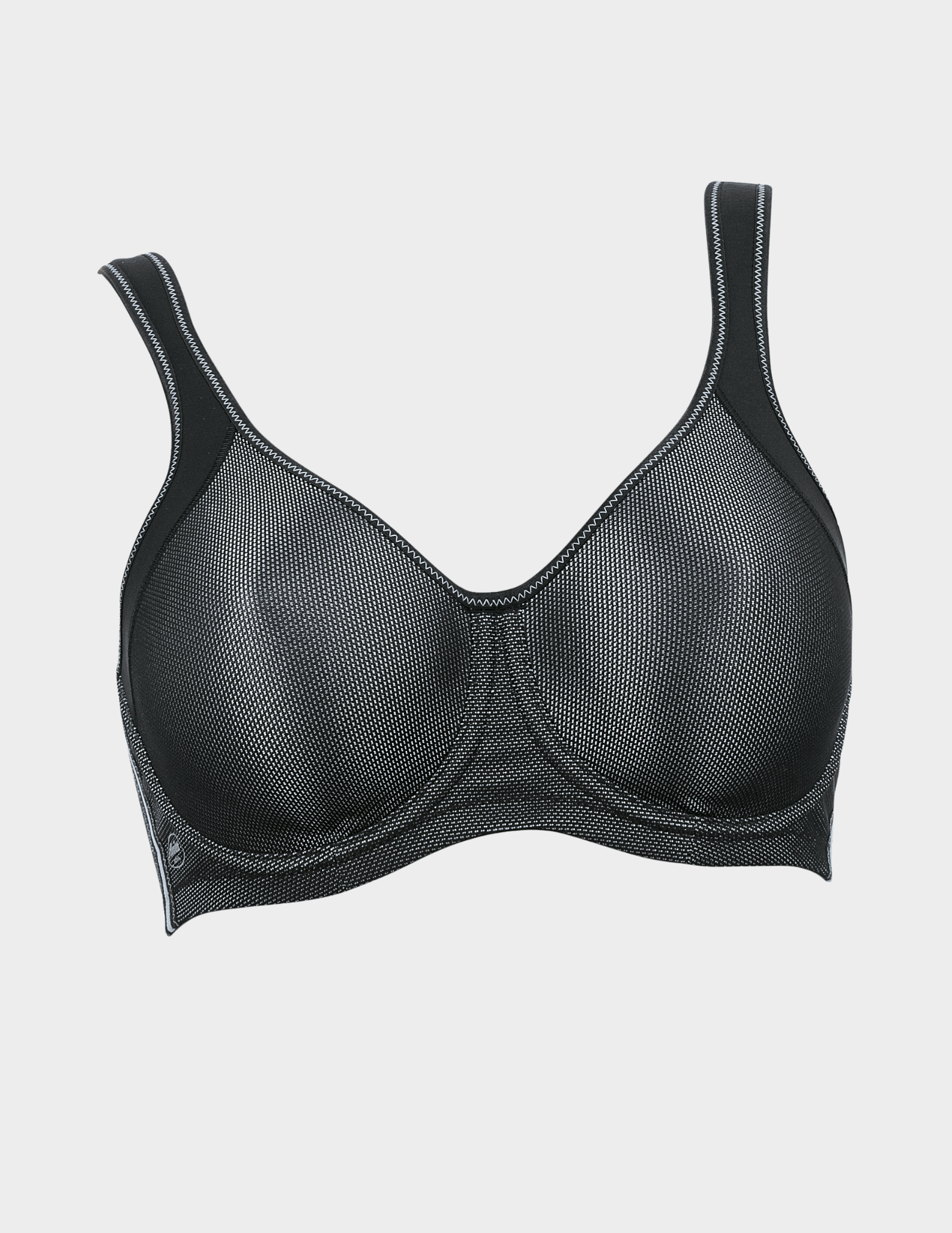 Front view of Anita Momentum sports bra in Metallic Black