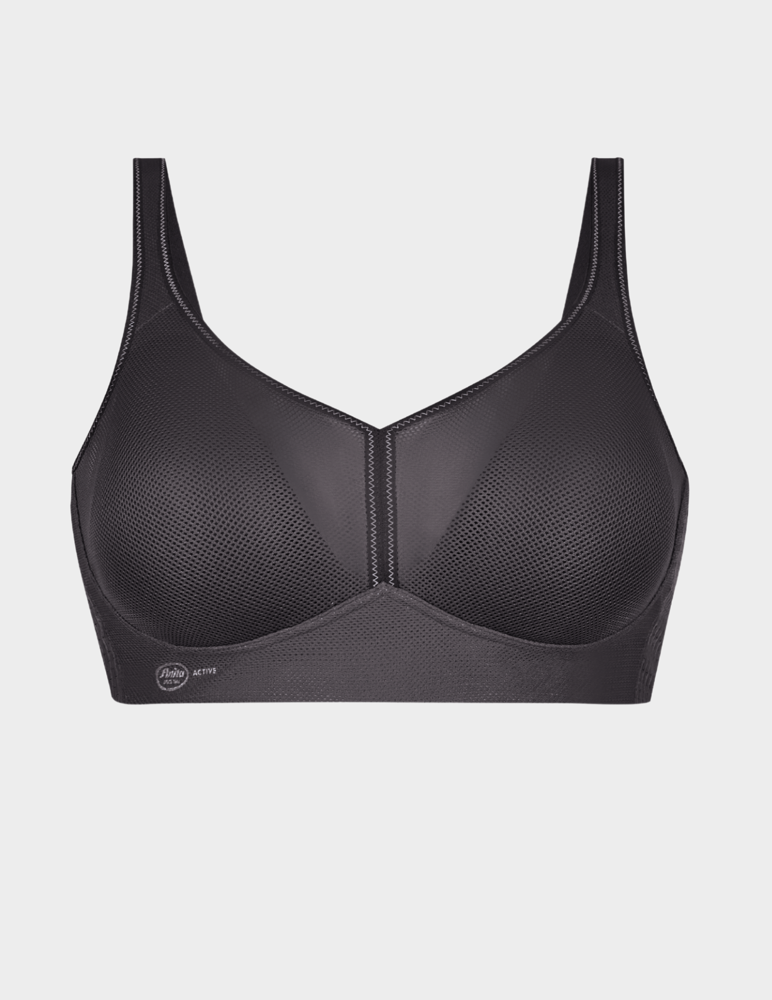 Front view of Anita Air Control sports bra in color Anthracite